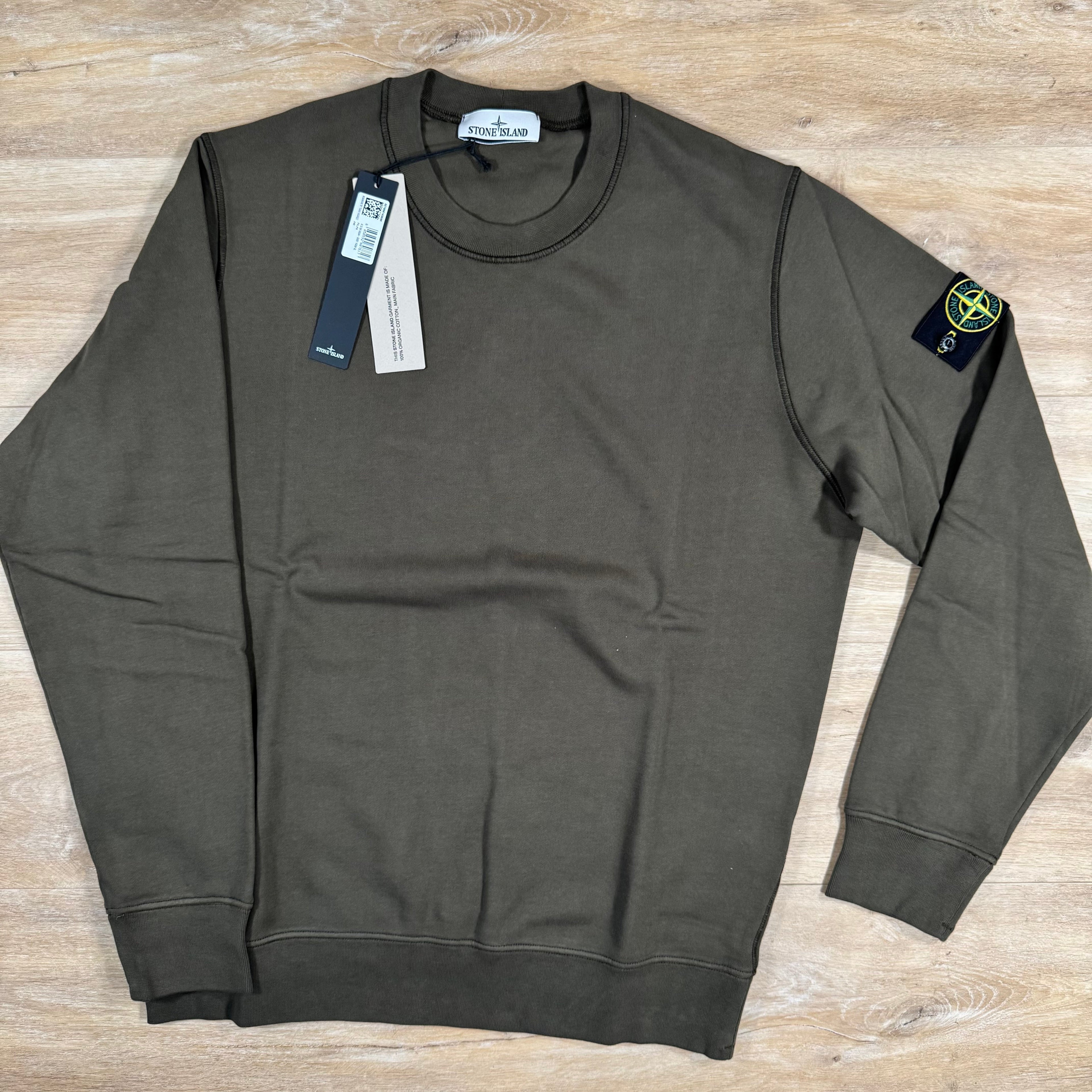 Stone Island Organic Cotton Fleece Sweatshirt in Military Green