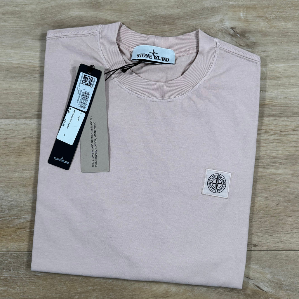 Stone Island Combed Organic Cotton Patch Logo T-Shirt in Antique Rose