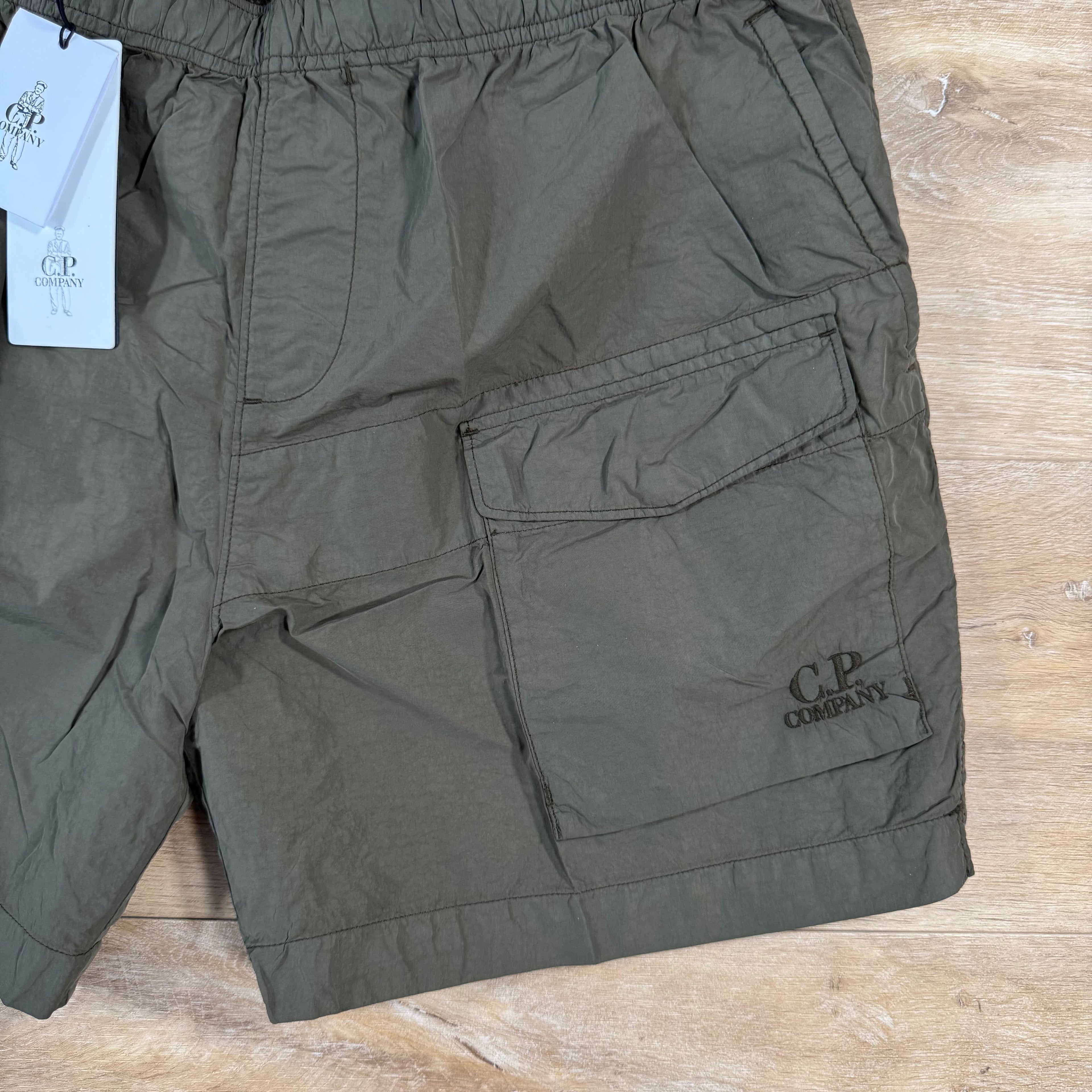 CP Company Flatt Nylon Logo Swim Shorts in Ivy Green