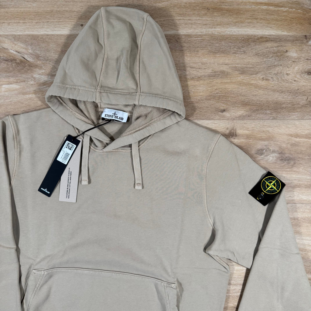 Stone Island Organic Cotton Fleece Pullover Hoodie in Desert
