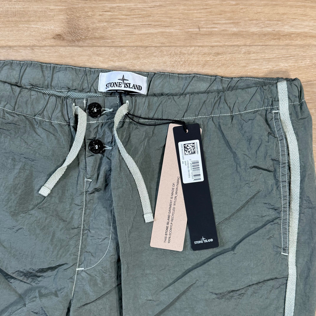 Stone Island Nylon Metal Button Swim Shorts in Sage Green