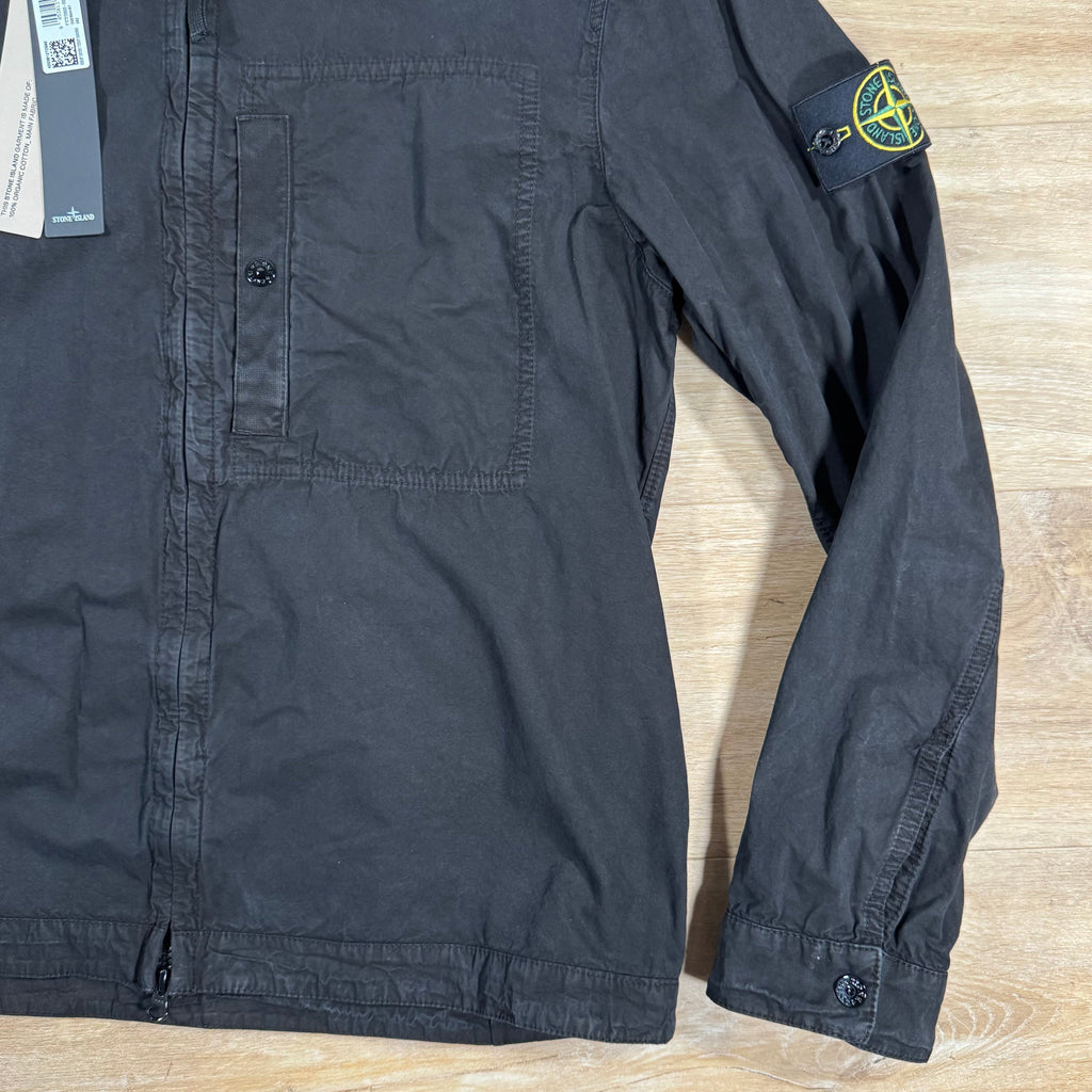 Stone Island Brushed Canvas Old Treatment Overshirt in Black