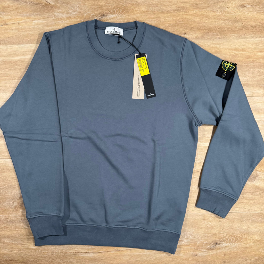 Stone Island Organic Cotton Fleece Sweatshirt in Avio Blue