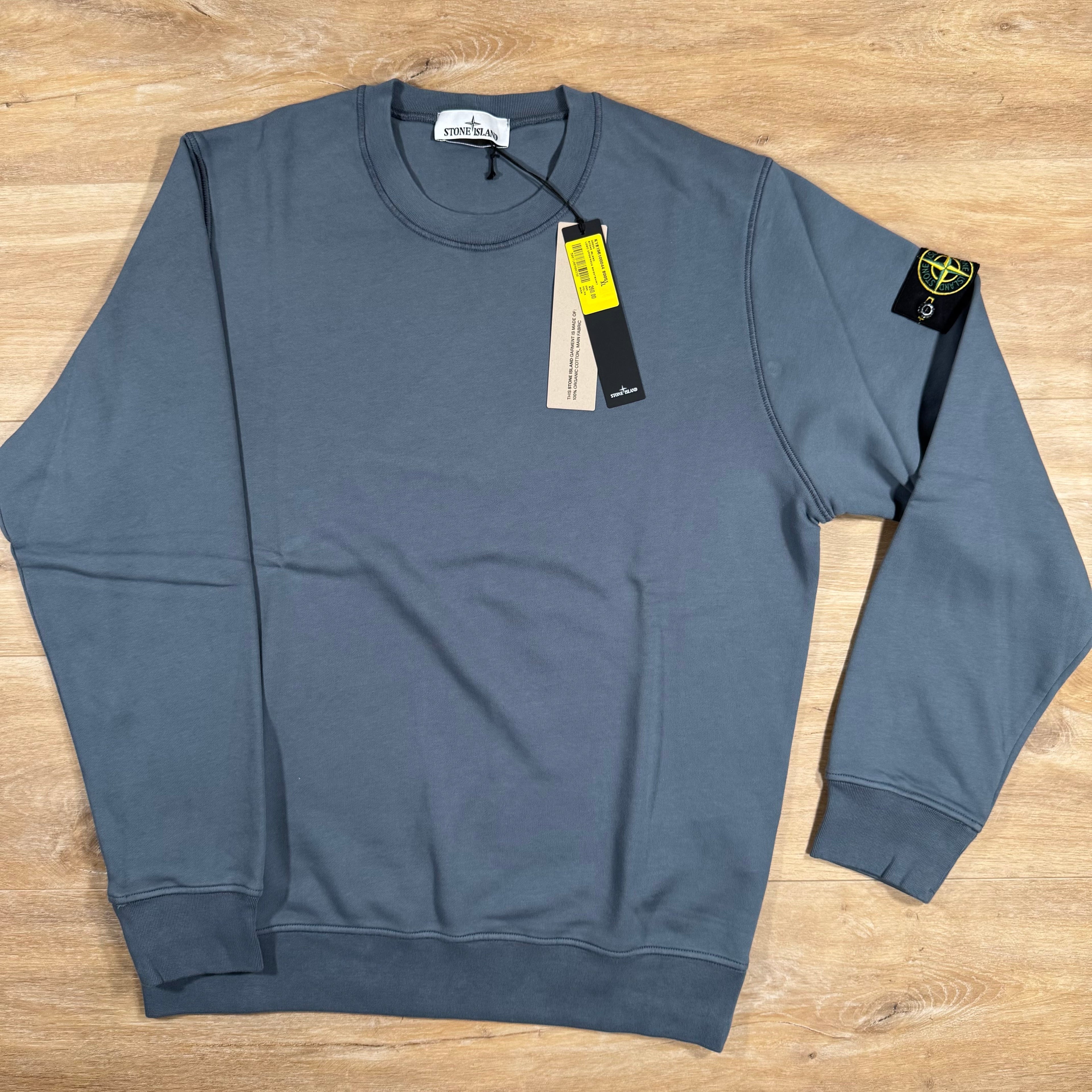 Stone Island Organic Cotton Fleece Sweatshirt in Avio Blue