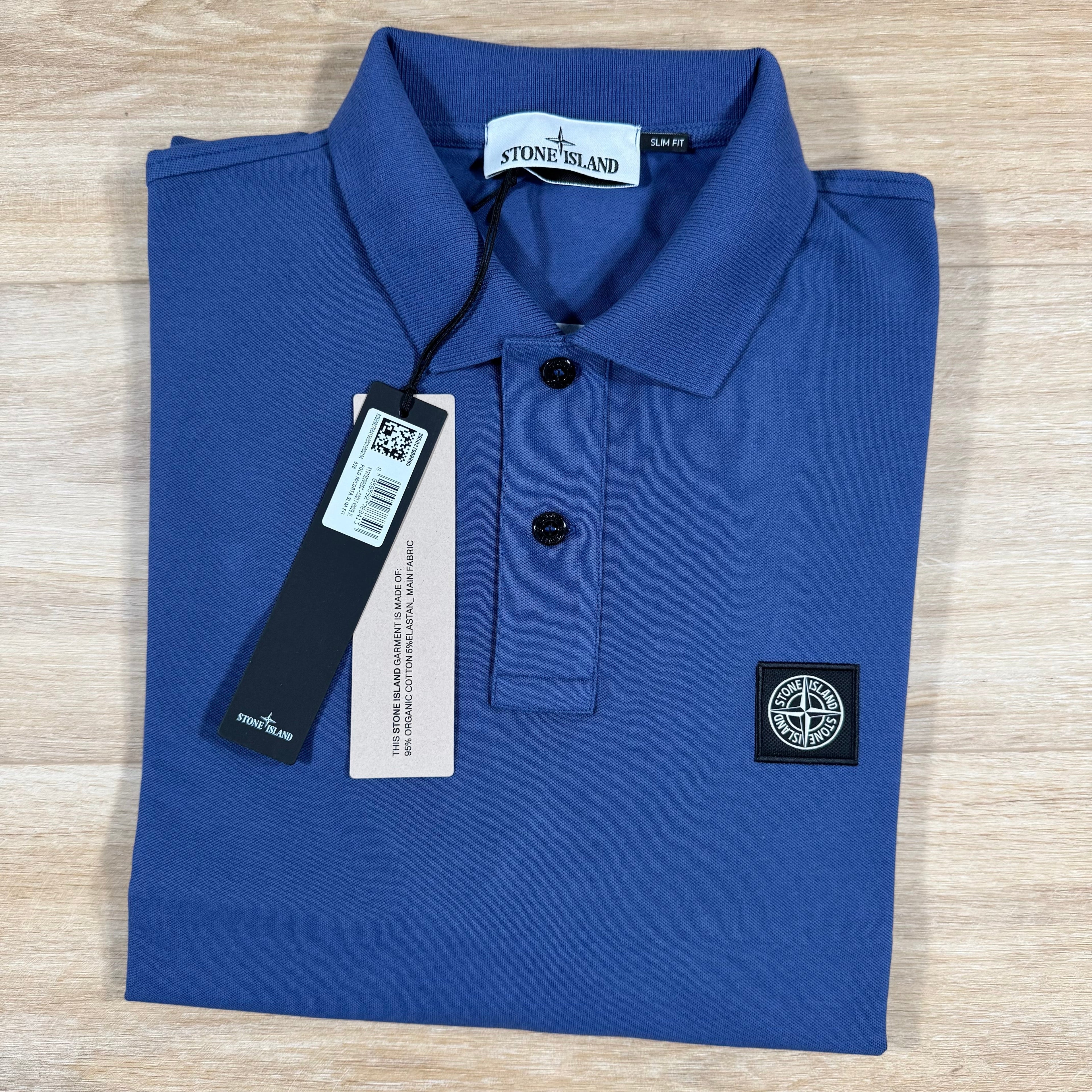 Stone Island Organic Cotton Pique Polo Shirt in Blue Marine