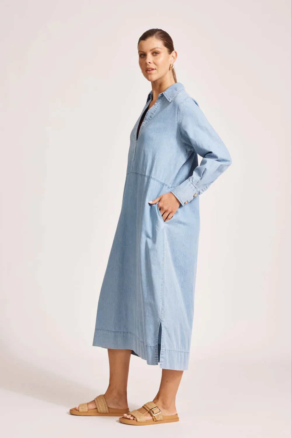 Melenia Denim Collared Dress / Denim