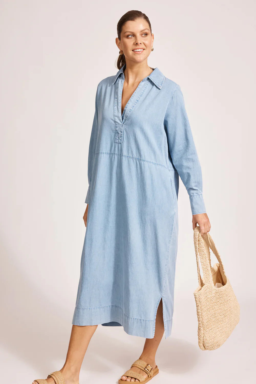 Melenia Denim Collared Dress / Denim