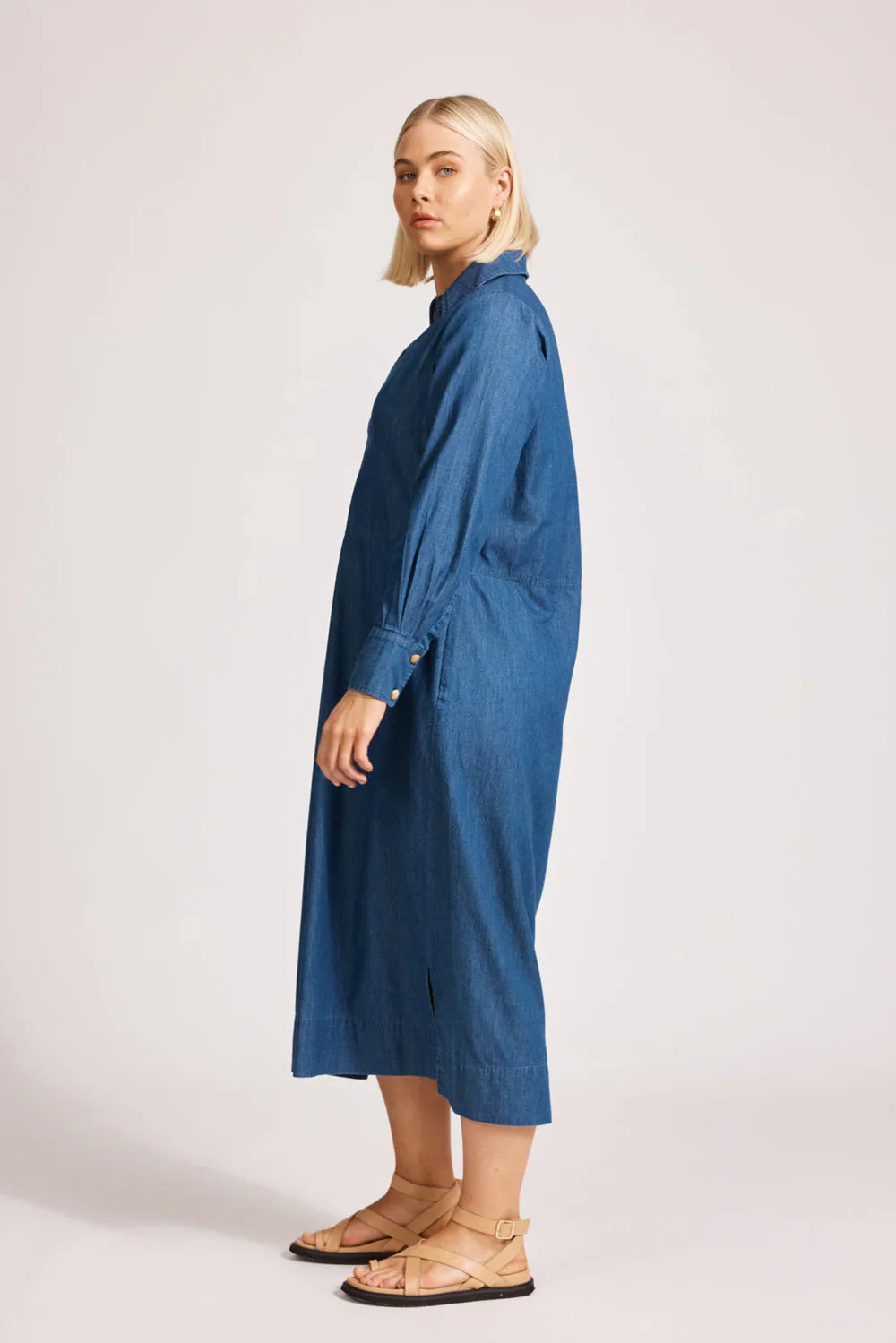 Melenia Denim Collared Dress / Indigo