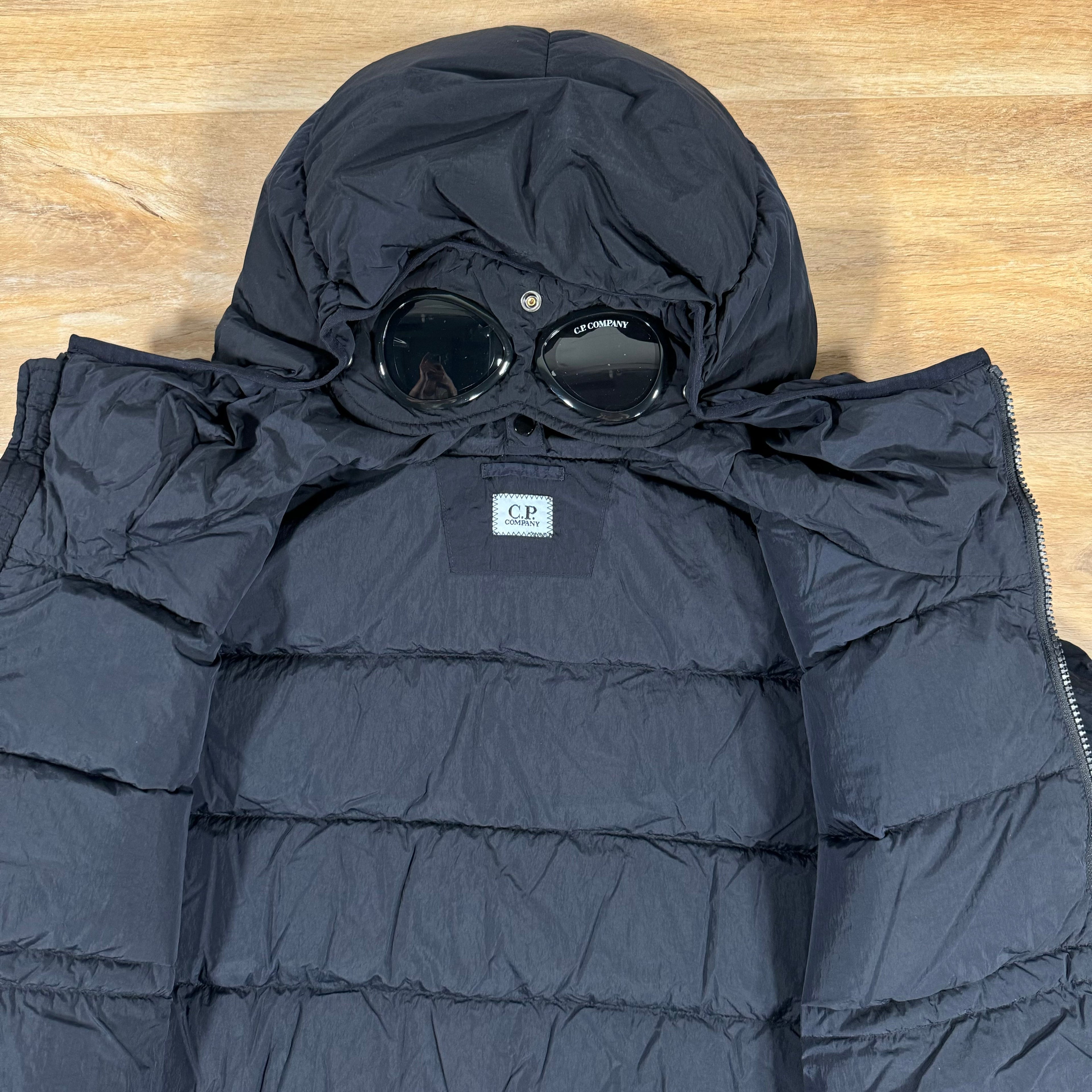 CP Company Chrome-R Goggle Down Jacket in Navy