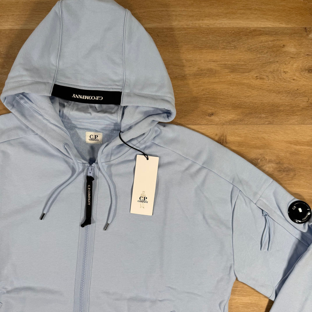 CP Company Diagonal Raised Zipped Lens Hoodie in Cerulean - Light Blue