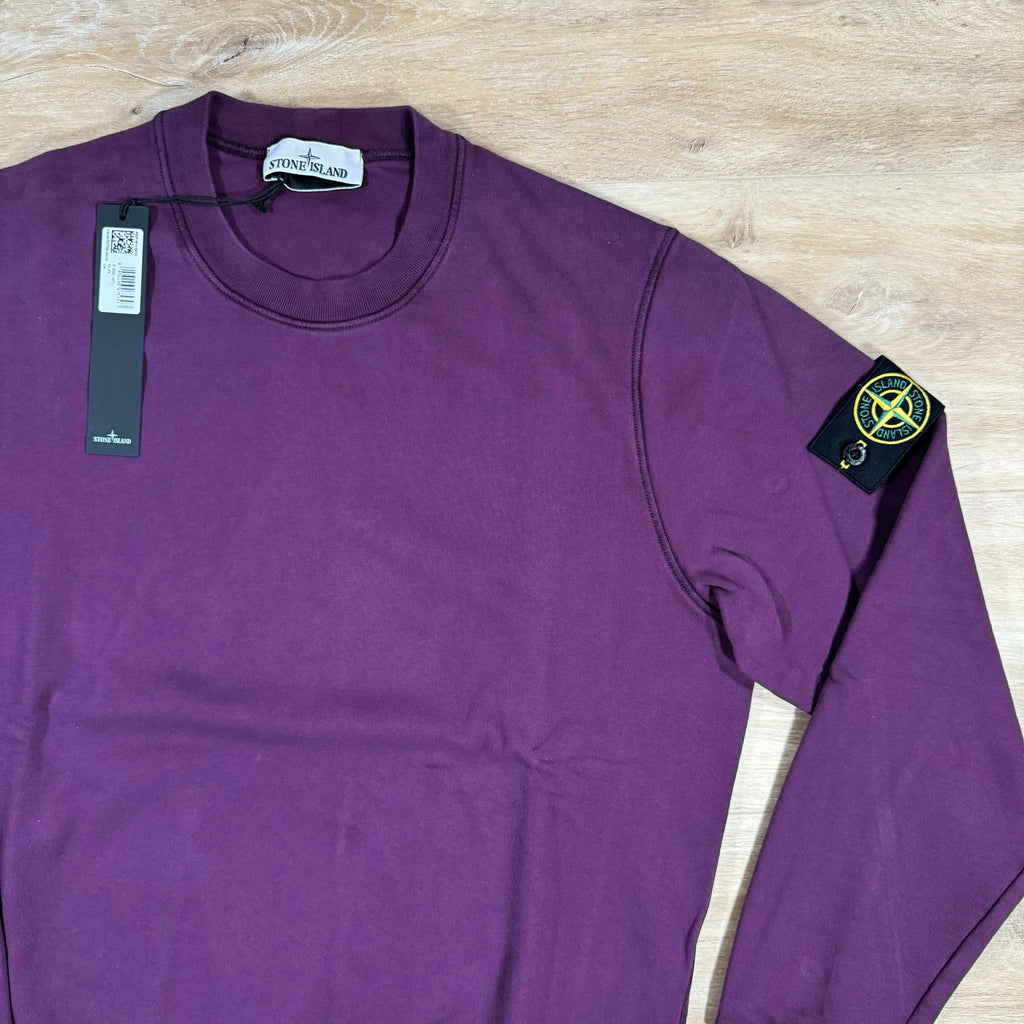 Stone Island Garment Dyed Crewneck Sweatshirt in Burgundy