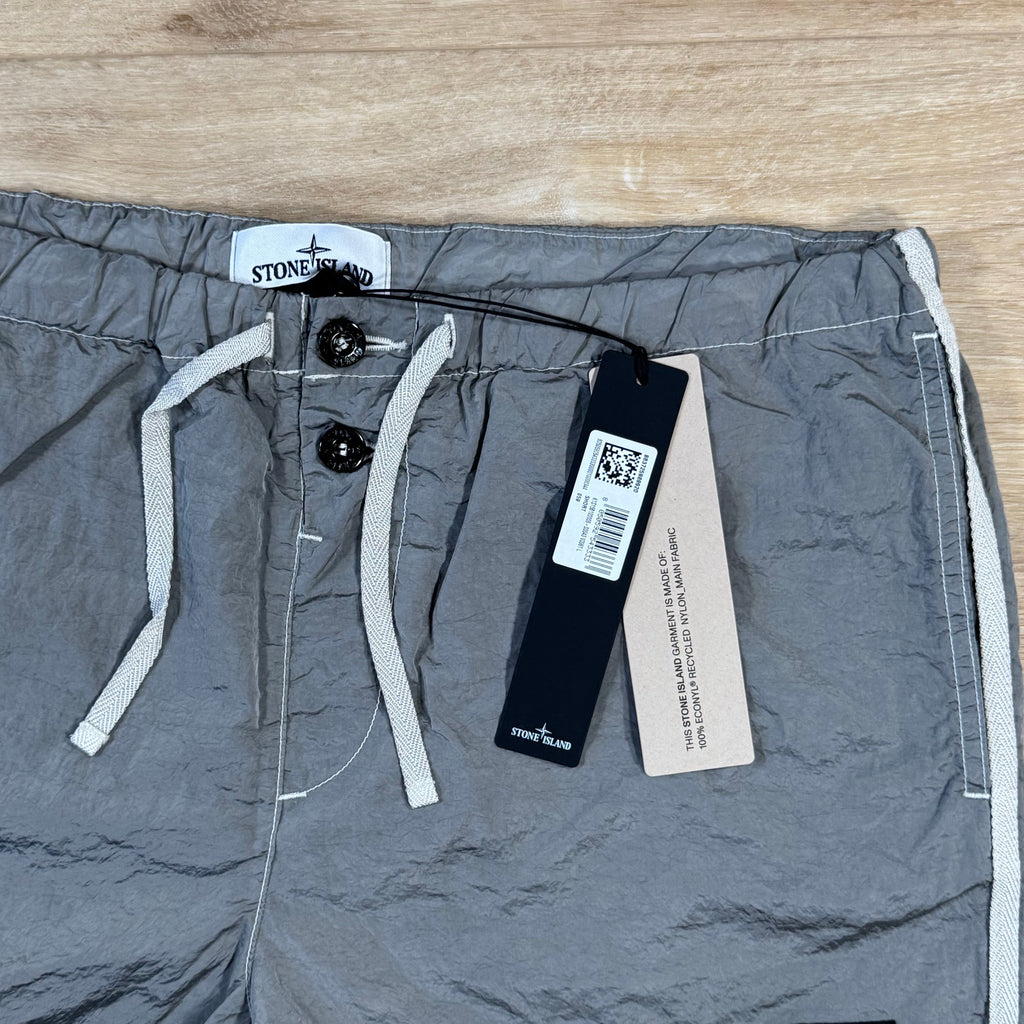 Stone Island Nylon Metal Button Swim Shorts in Pearl Grey