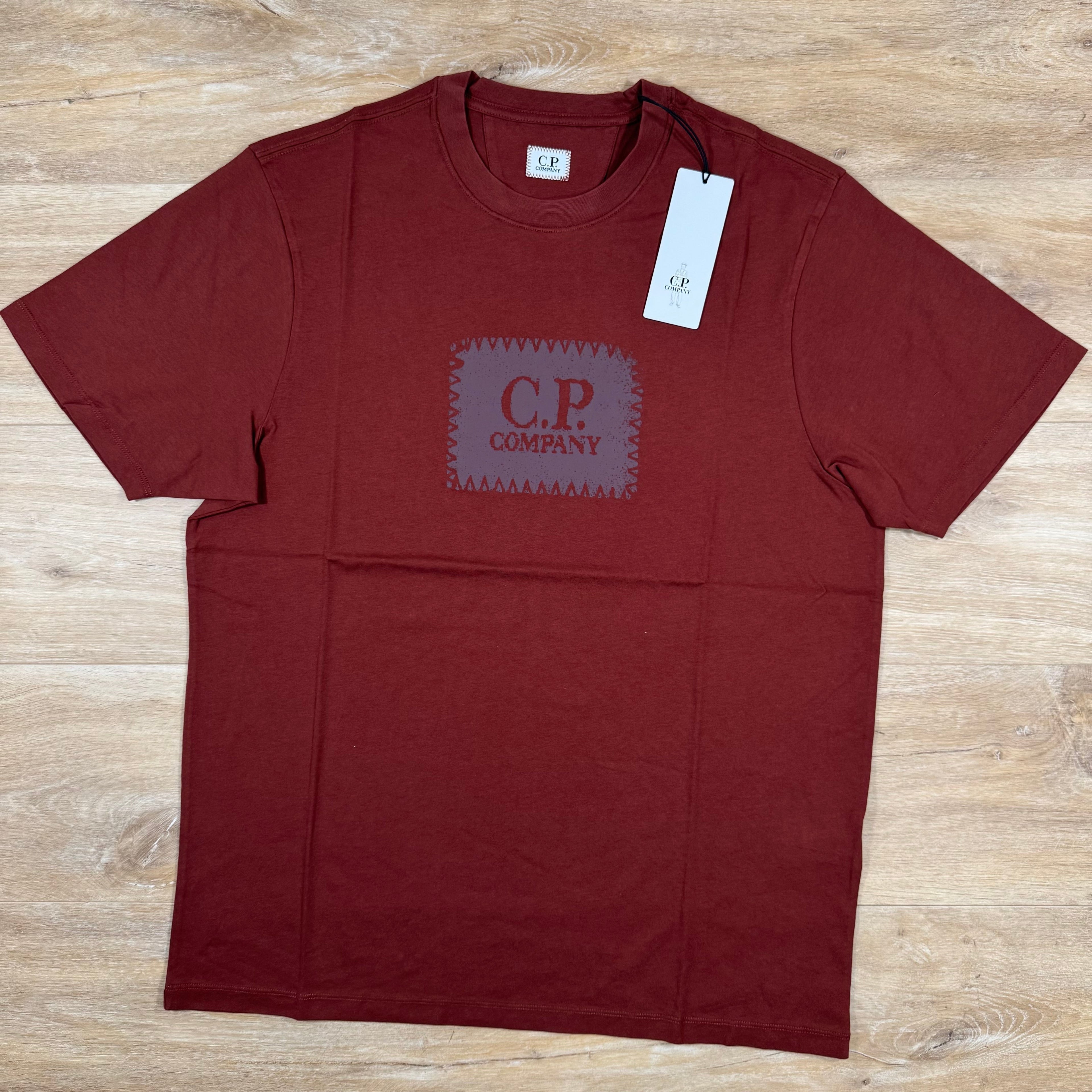 CP Company Stitch Block Logo T-Shirt in Sable - Brown