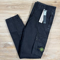 Stone Island Brushed Cotton Old Treatment Cargo Trousers in Black