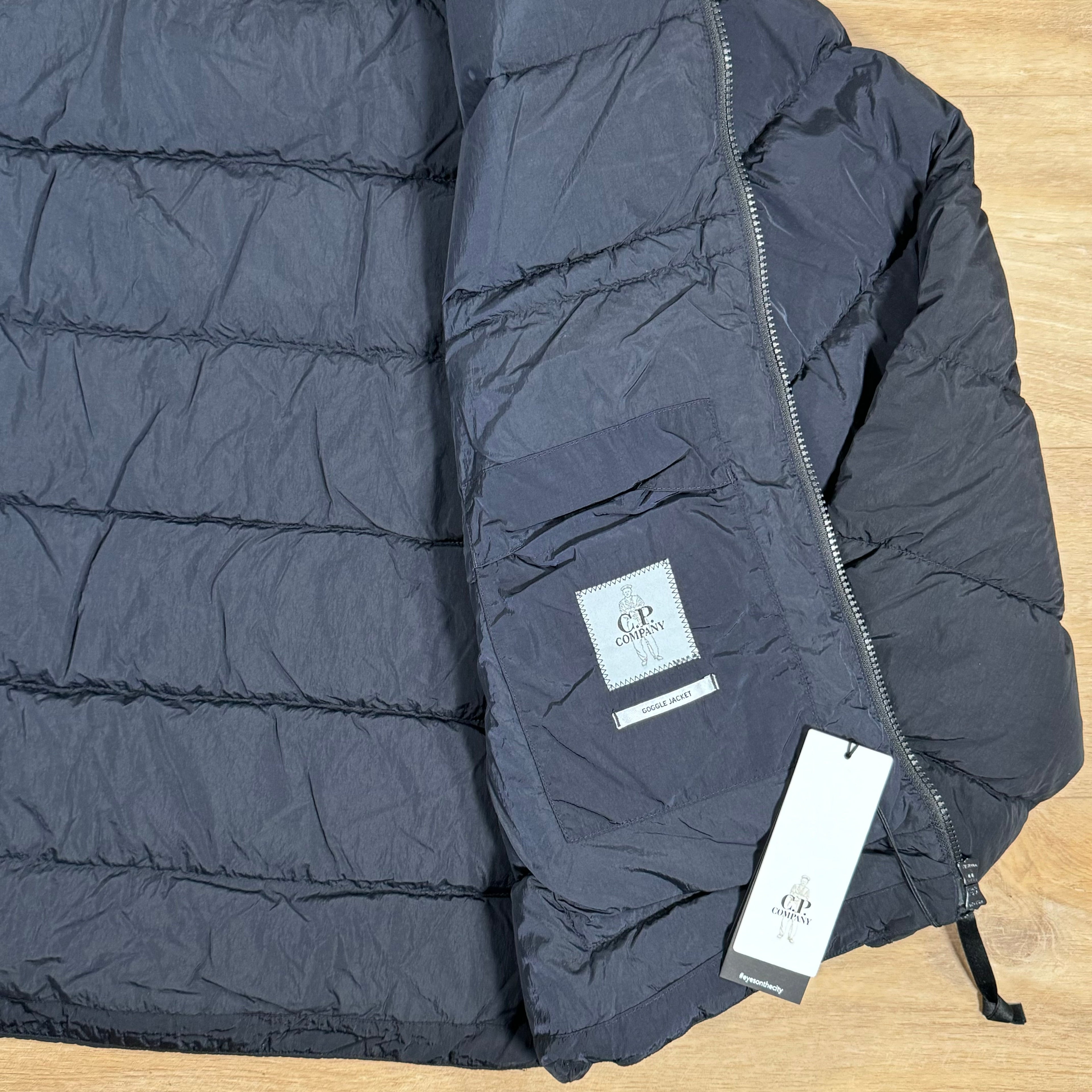 CP Company Chrome-R Goggle Down Jacket in Navy