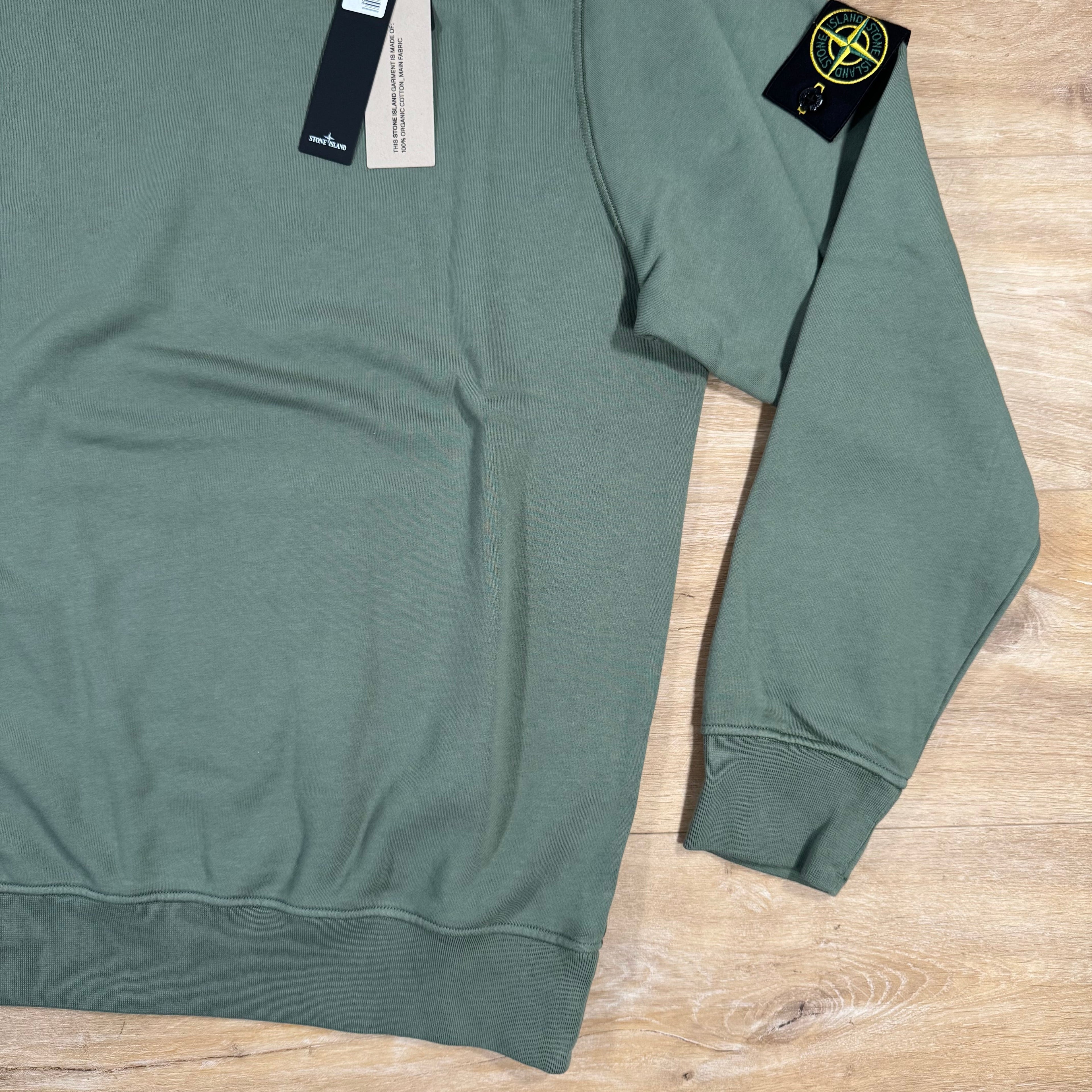 Stone Island Organic Cotton Fleece Sweatshirt in Musk Green