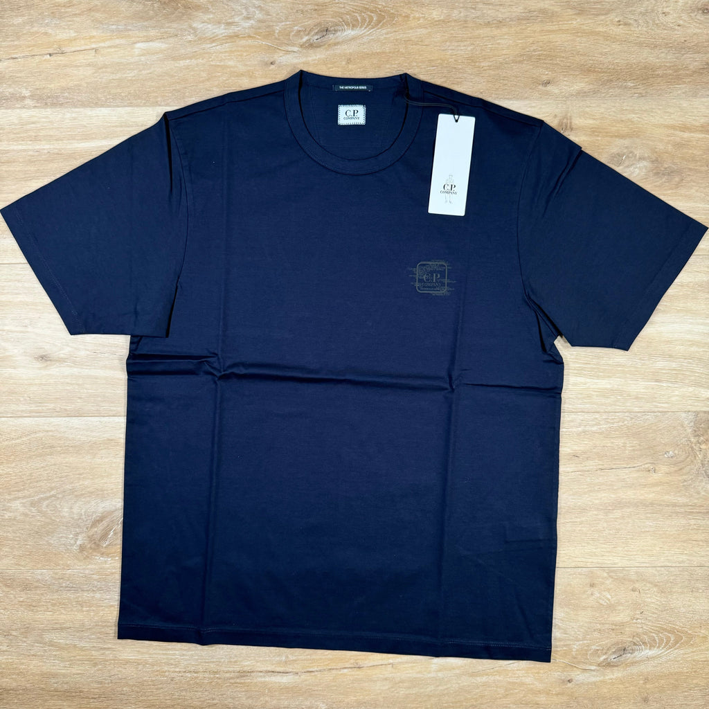 CP Company Metropolis Mercerized Logo T-Shirt in Navy