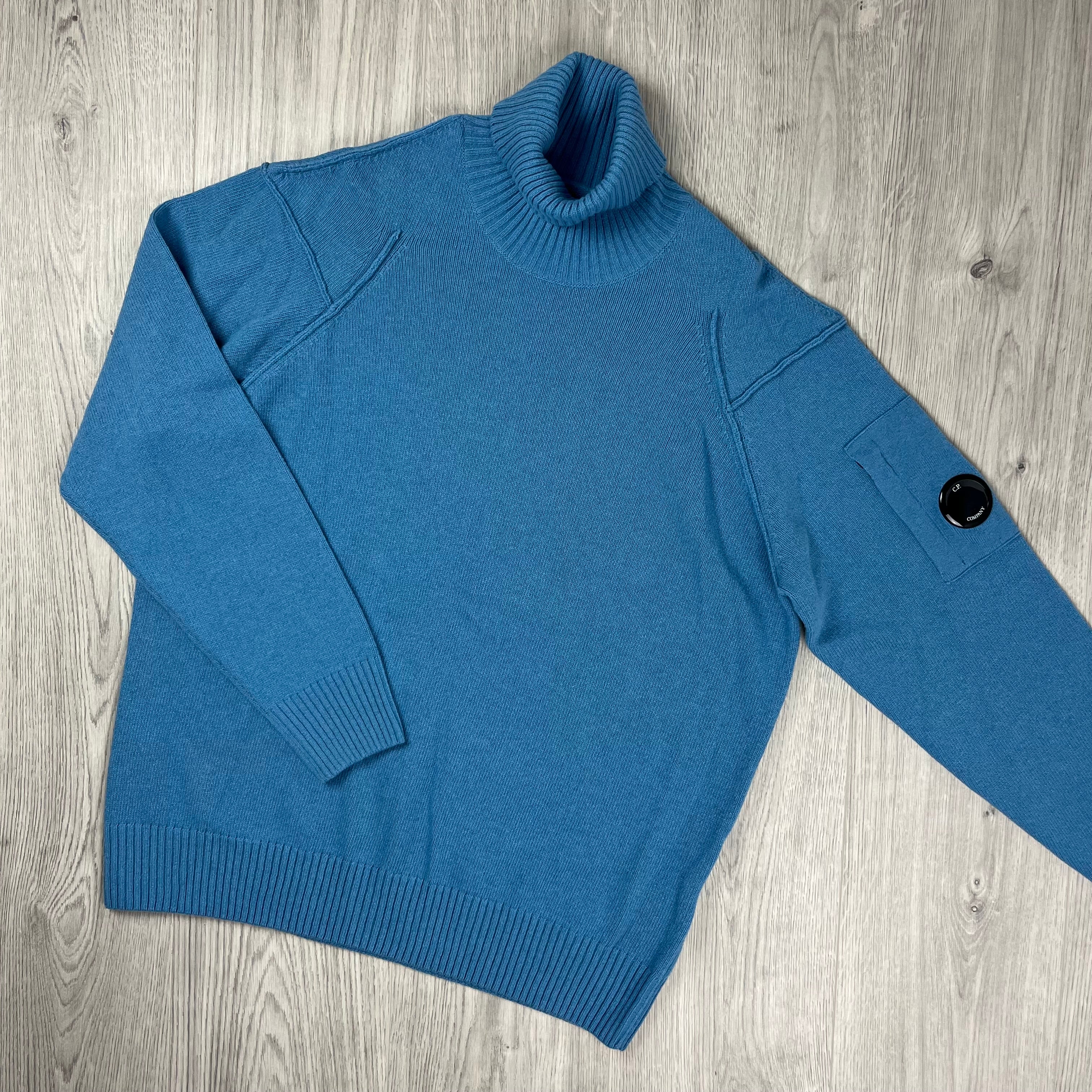 CP Company Knit Turtle Neck - Aegean Blue