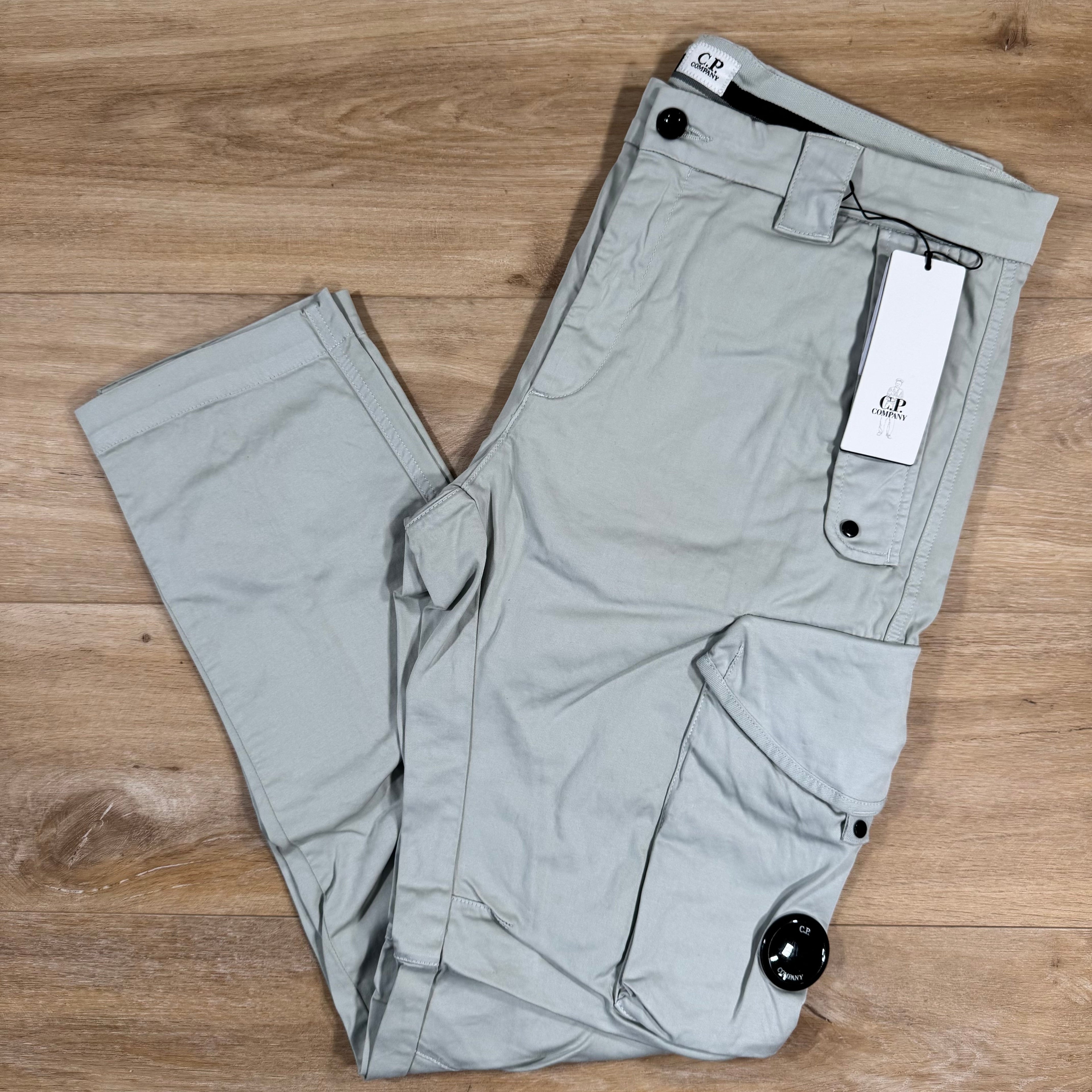 CP Company Stretch Sateen Utility Cargo Lens Pants in Blue Fox - Grey