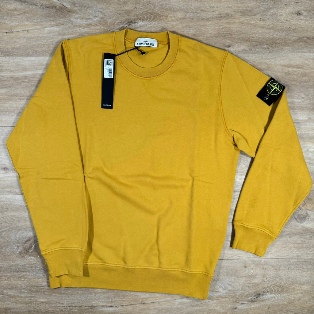 Stone Island Garment Dyed Crewneck Sweatshirt in Mustard
