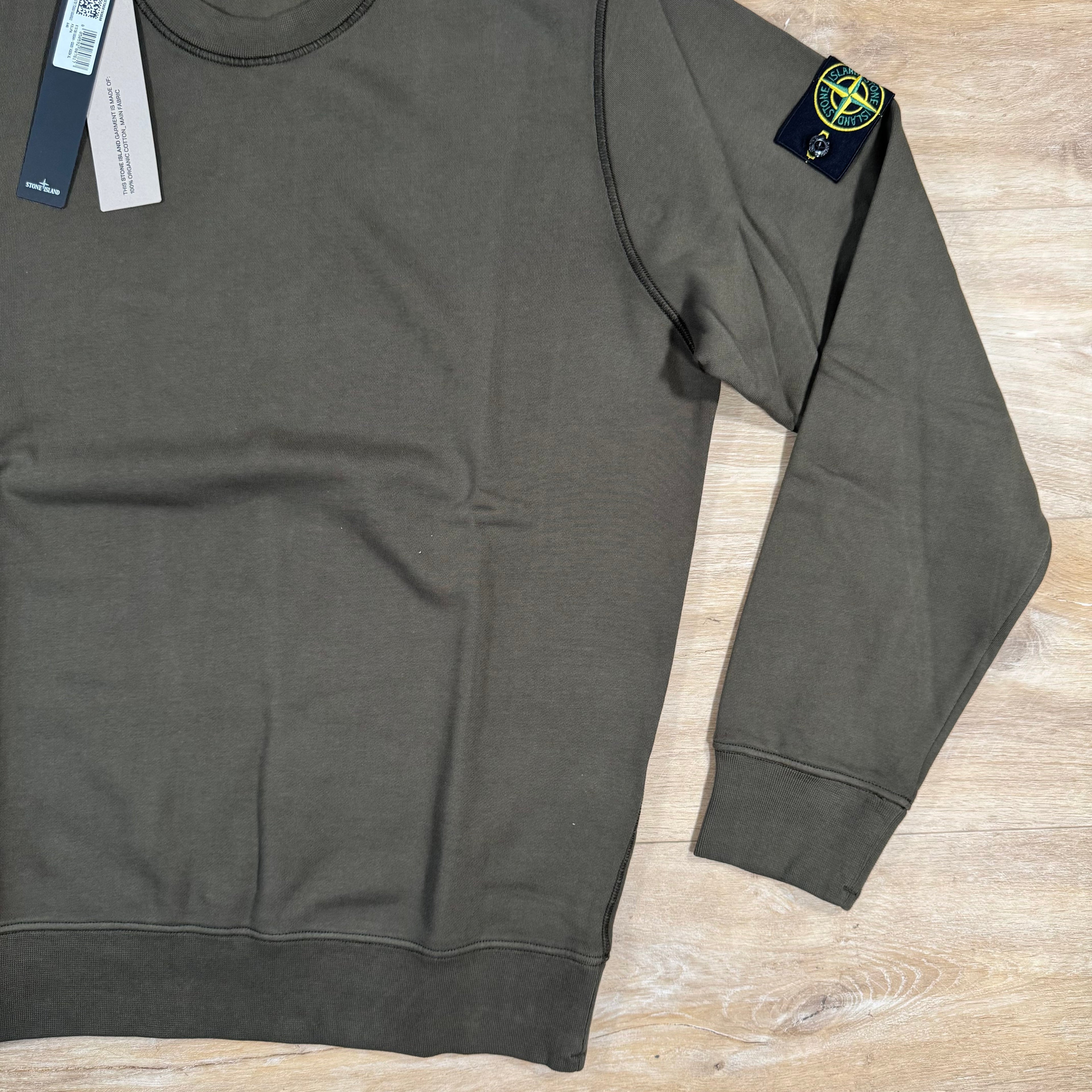 Stone Island Organic Cotton Fleece Sweatshirt in Military Green