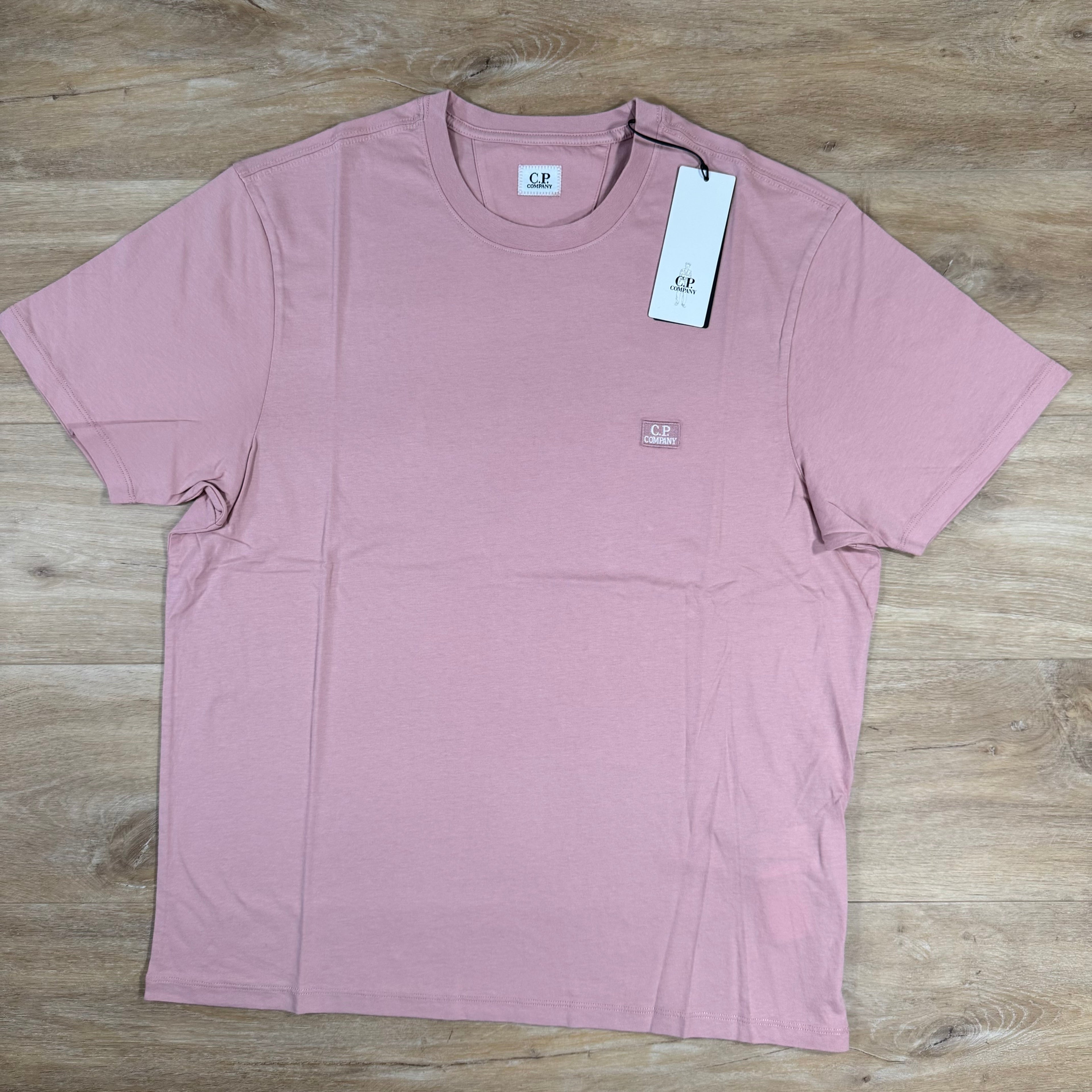 CP Company 30/1 Jersey Logo Patch T-Shirt in Misty Rose - Pink
