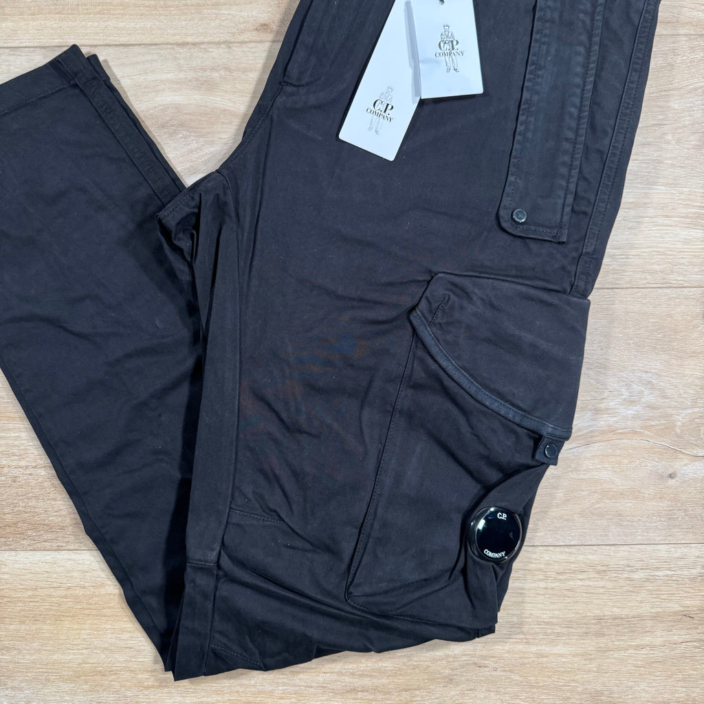 CP Company Stretch Sateen Utility Cargo Lens Pants in Black