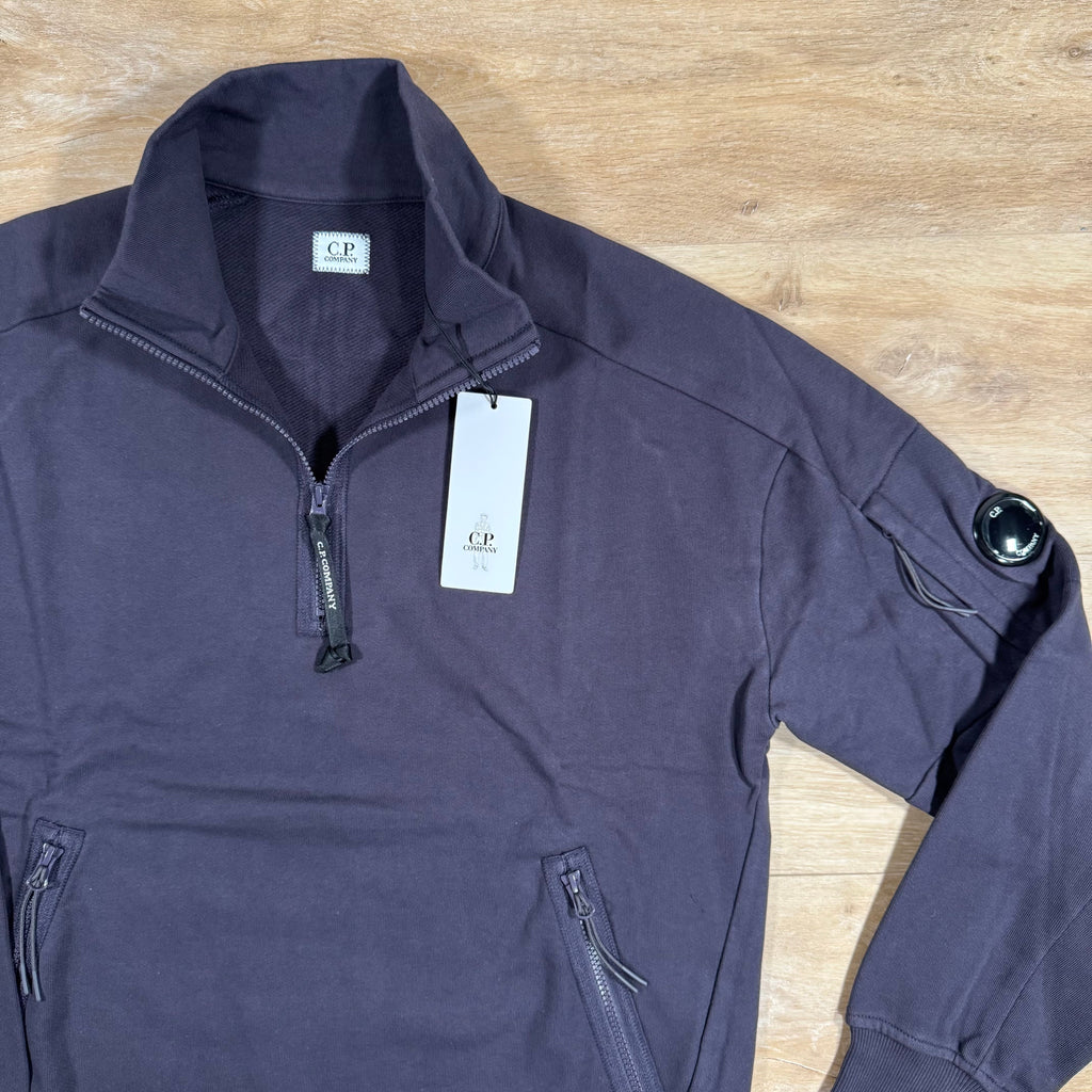 CP Company Diagonal Raised Half-Zipped Lens Sweatshirt in Nightshade Purple