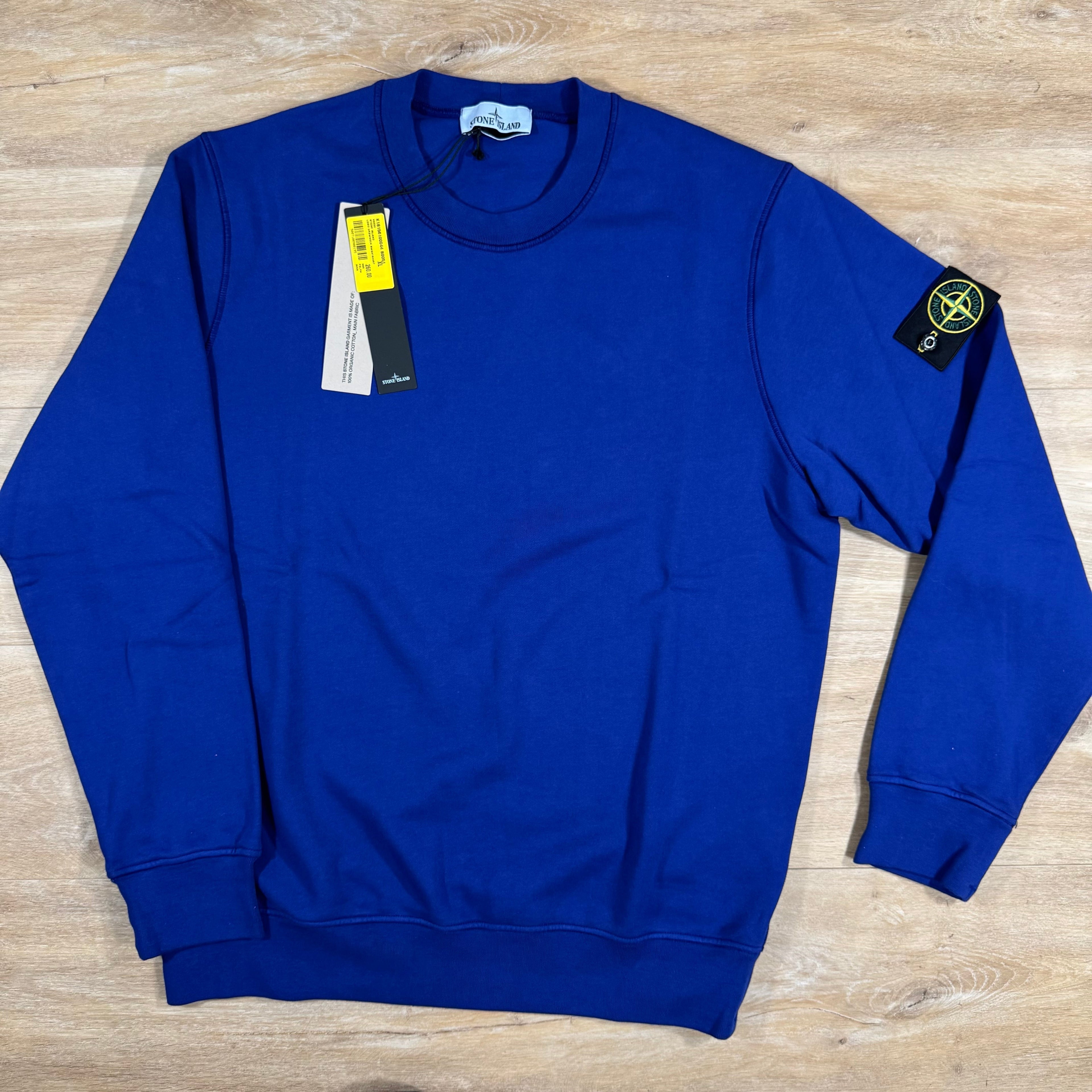 Stone Island Organic Cotton Fleece Sweatshirt in Bright Blue