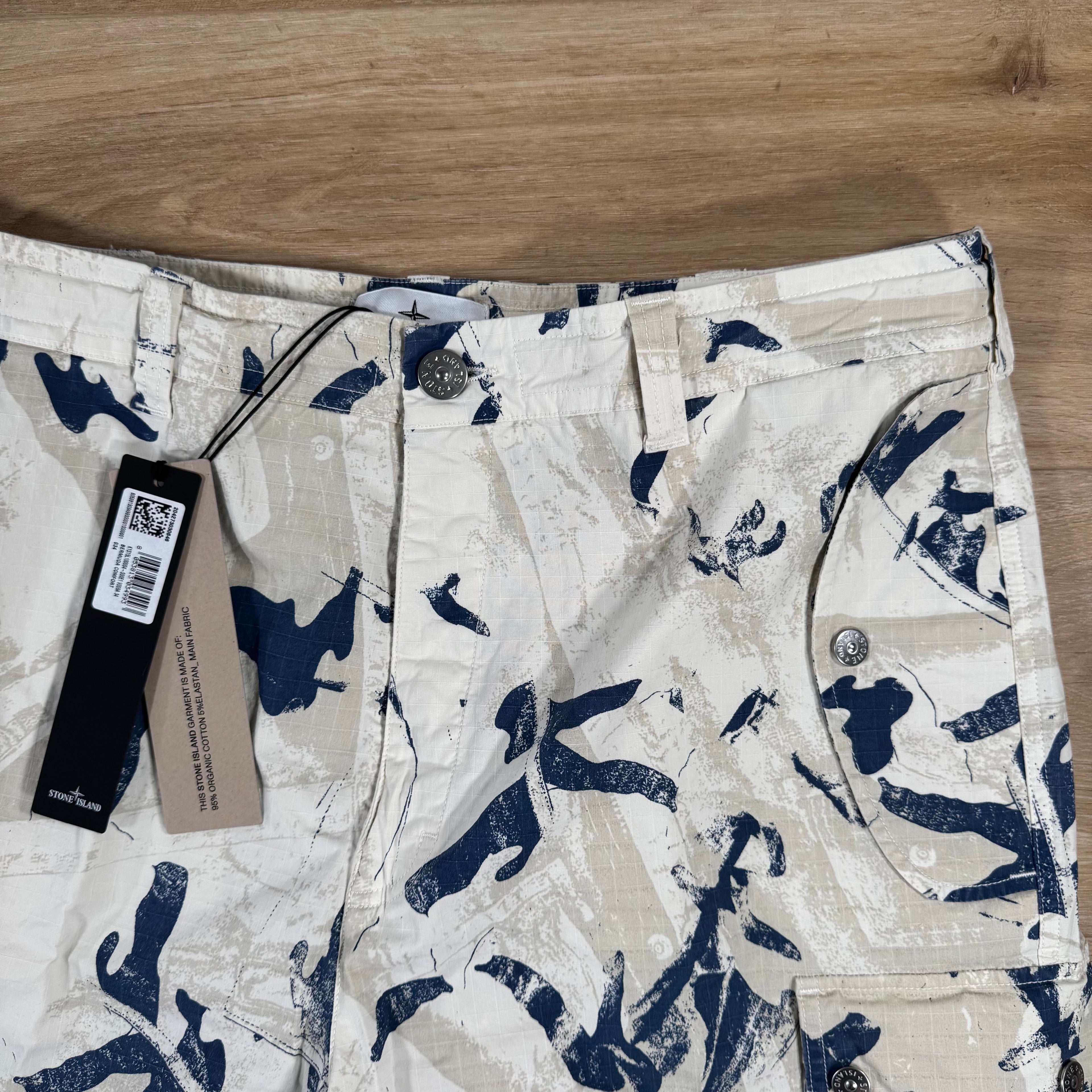 Stone Island Scan Camo On Stretch Ripstop-OVD Bermuda Shorts in Desert