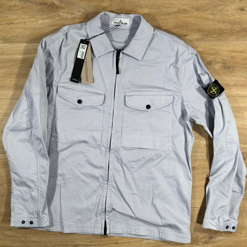 Stone Island Organic Stretch Cotton Overshirt in Lilac