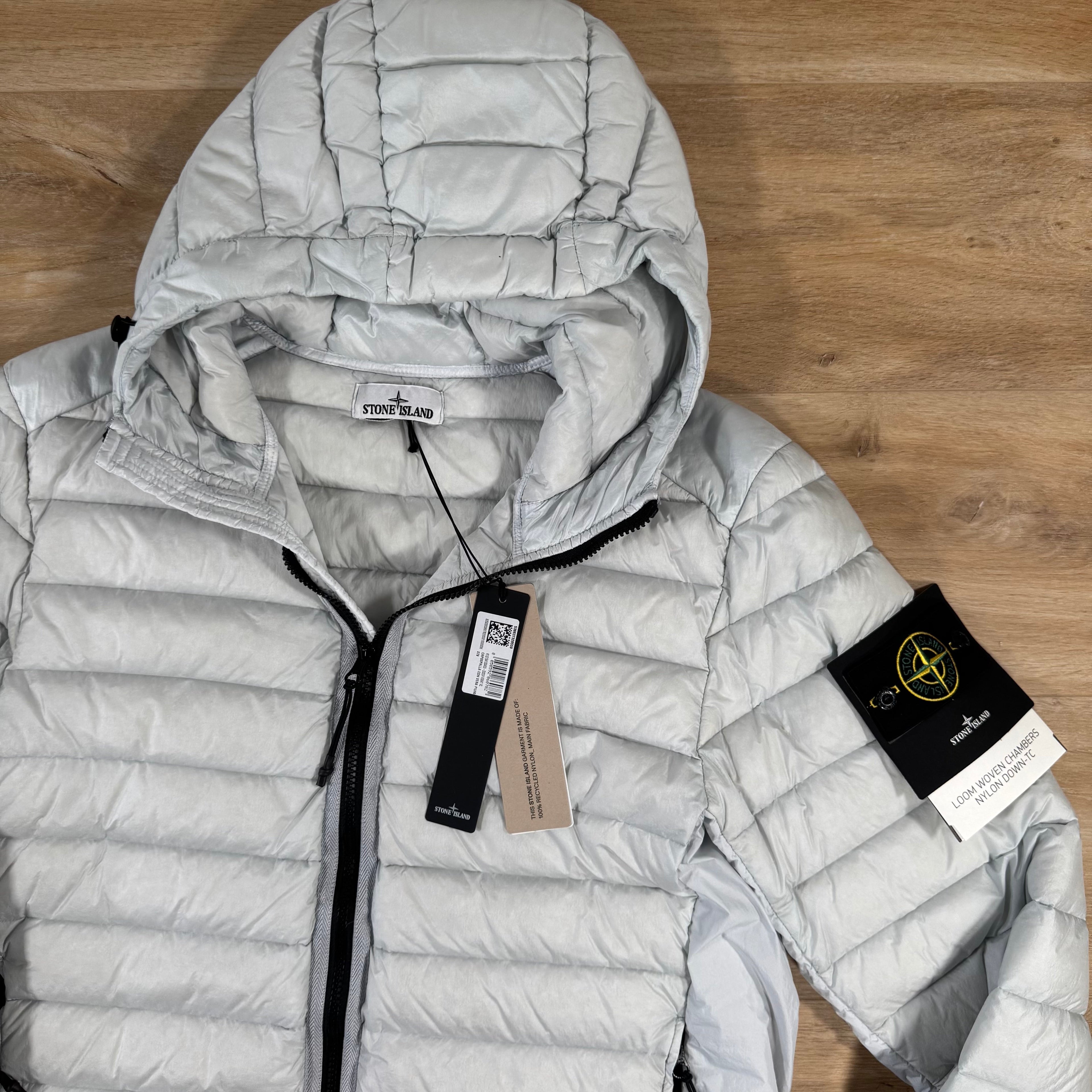 Stone Island Loom Woven Nylon Down-TC Jacket in Sky Blue
