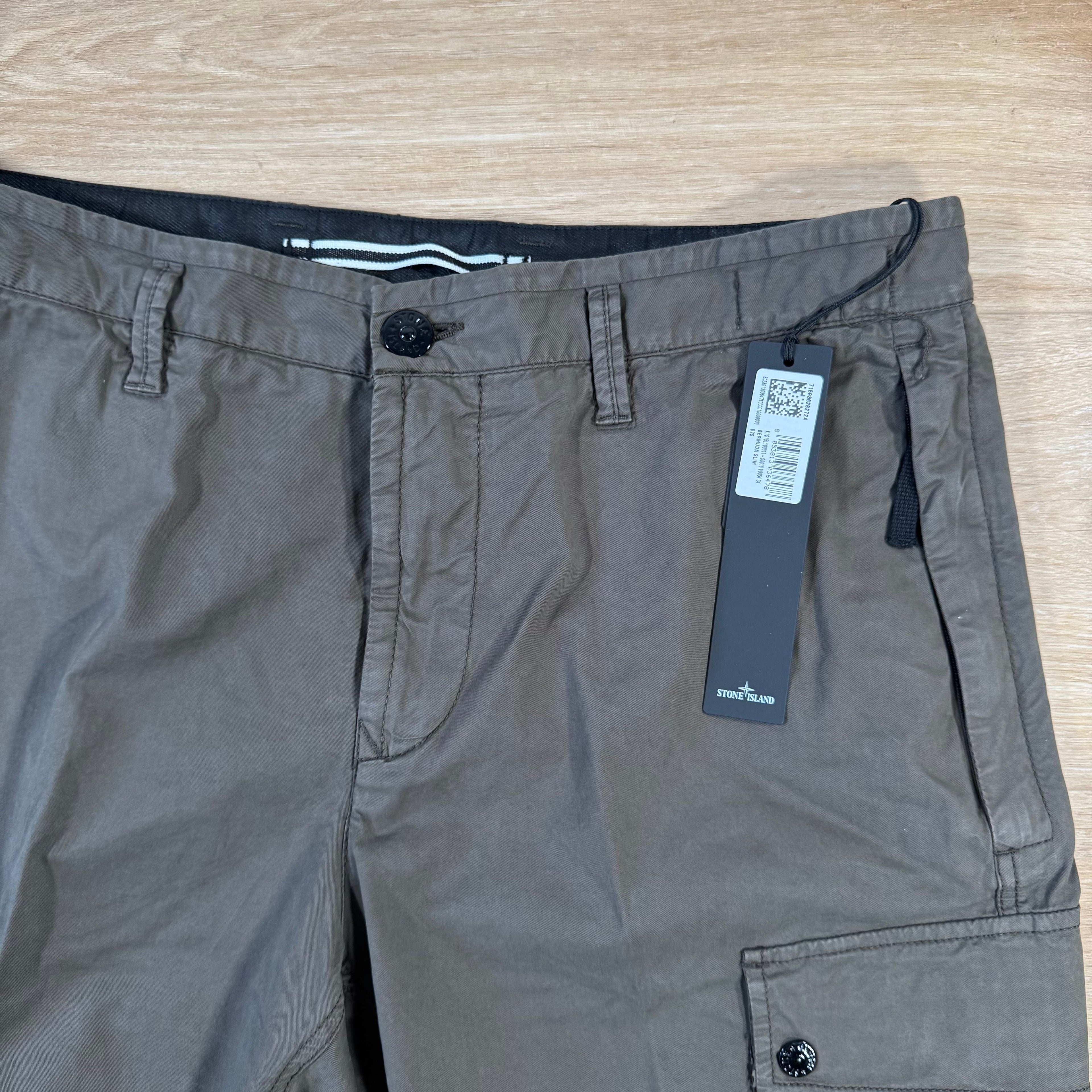 Stone Island Supima Twill Stretch-TC Cargo Bermuda Shorts in Military Green