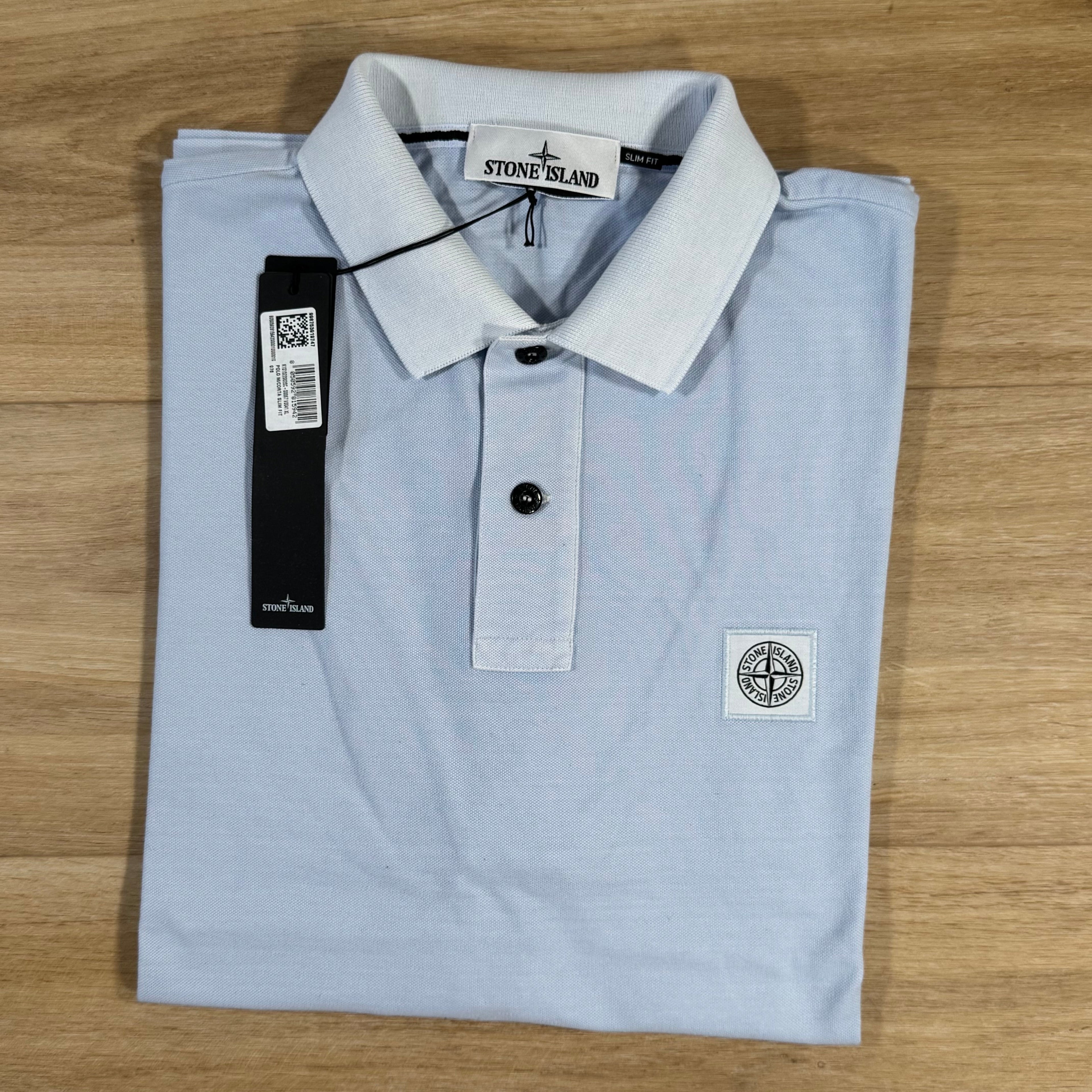Stone Island Organic Cotton Overdye Polo Shirt in Sky Blue