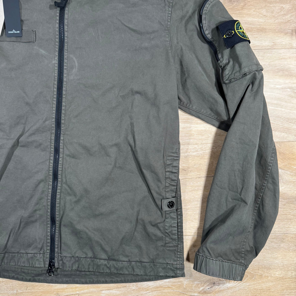 Stone Island Stretch Twill Overshirt in Military Green