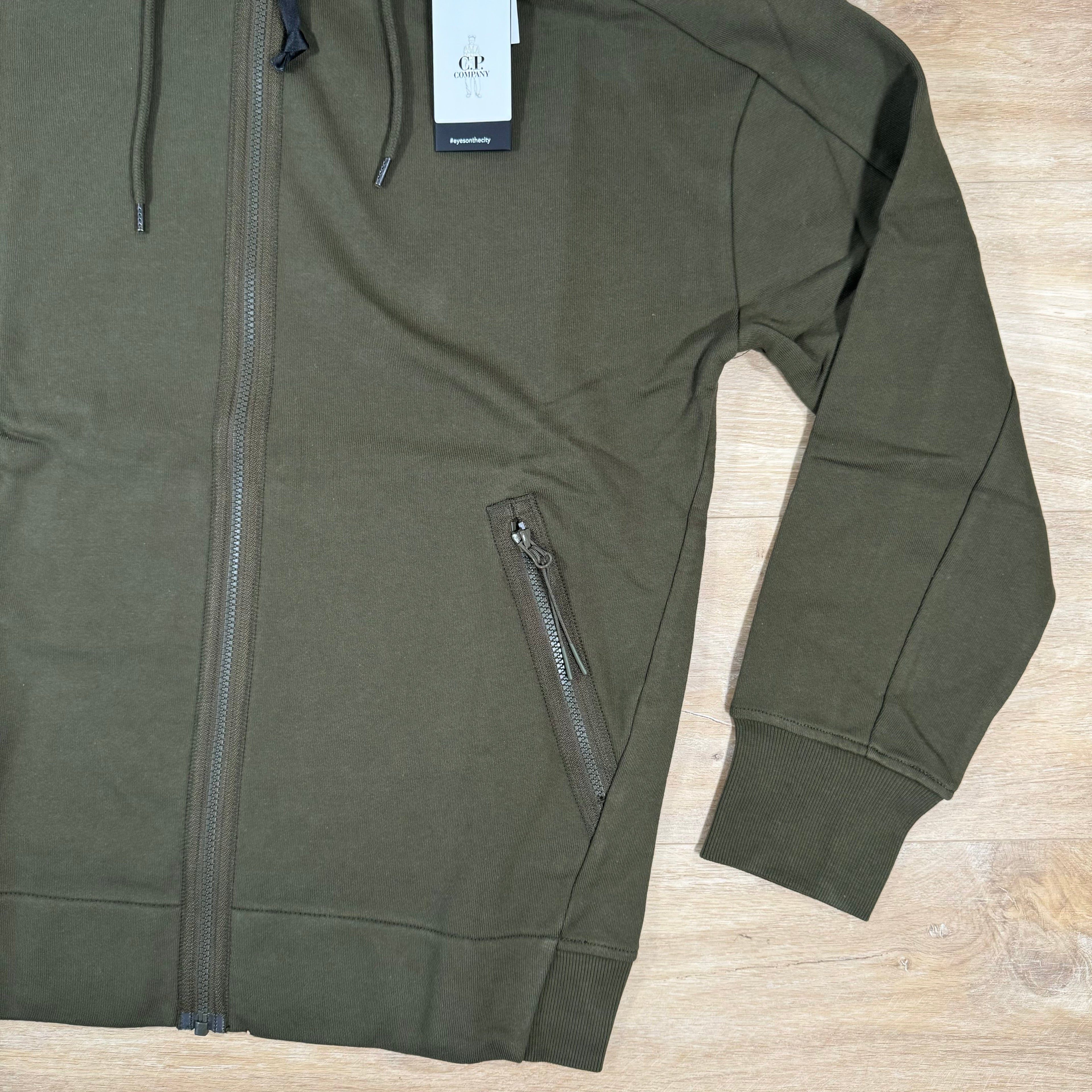 CP Company Diagonal Raised Zipped Goggle Hoodie in Ivy Green