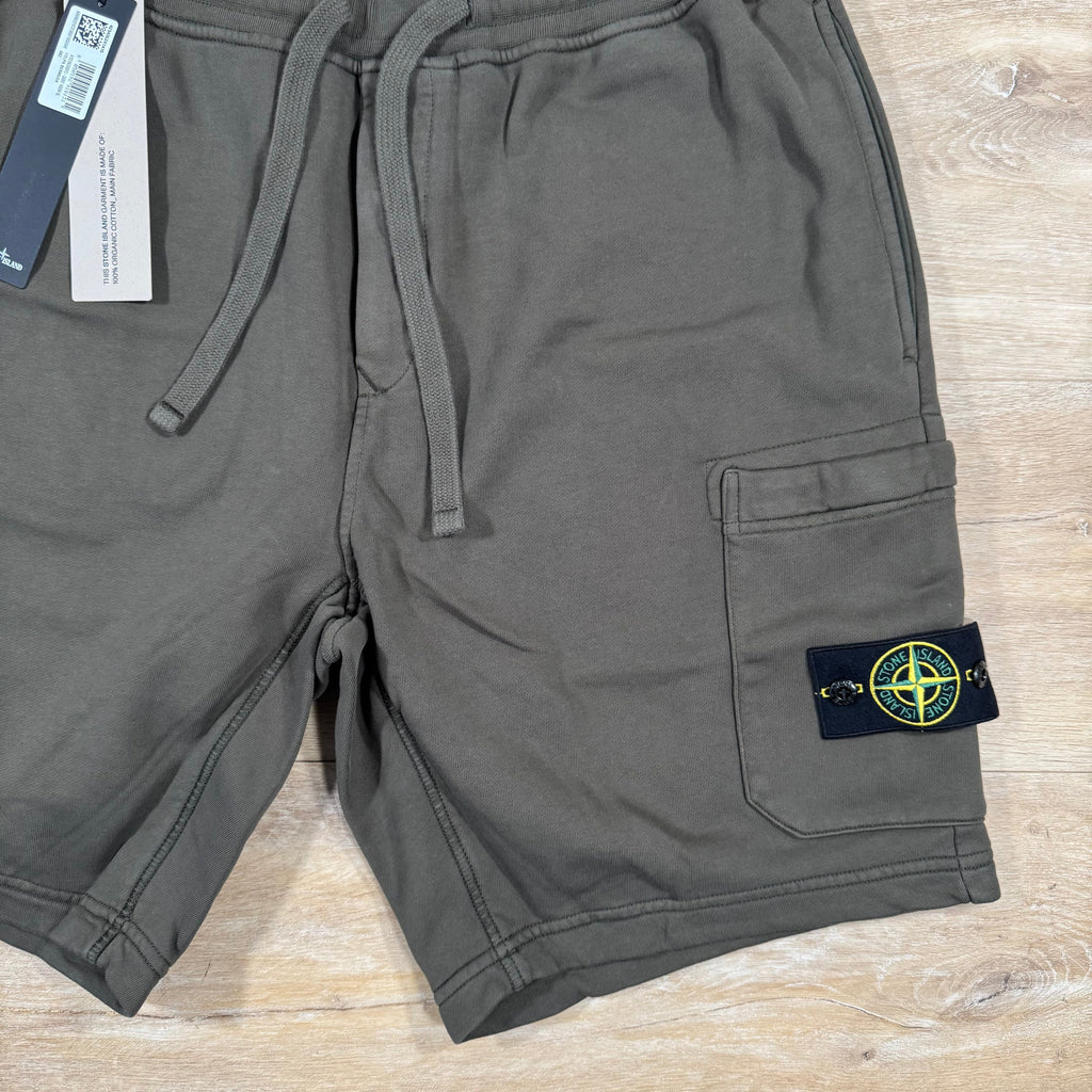 Stone Island Organic Cotton Fleece Shorts in Military Green