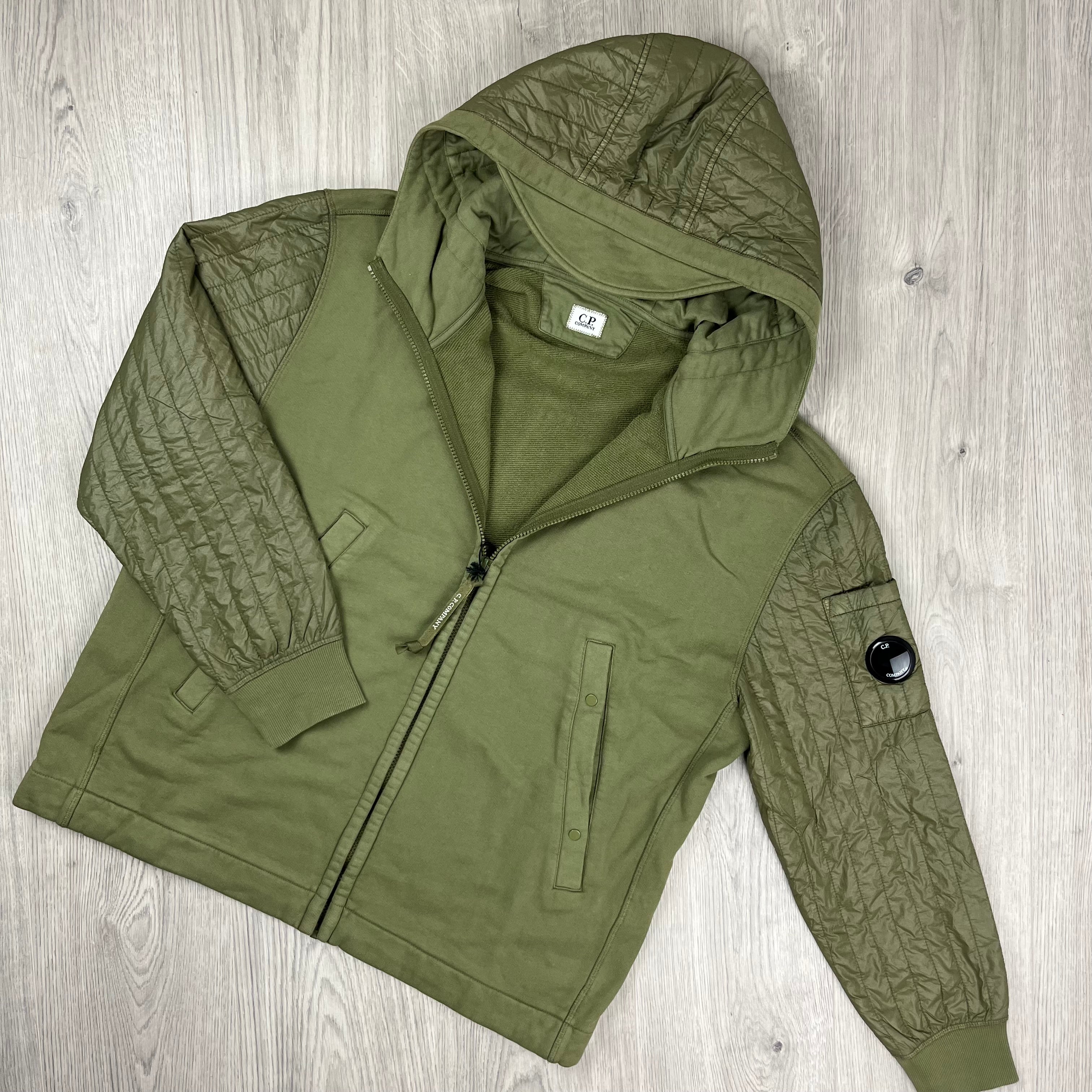 CP Company Raised Fleece Zip Hoodie - Capers