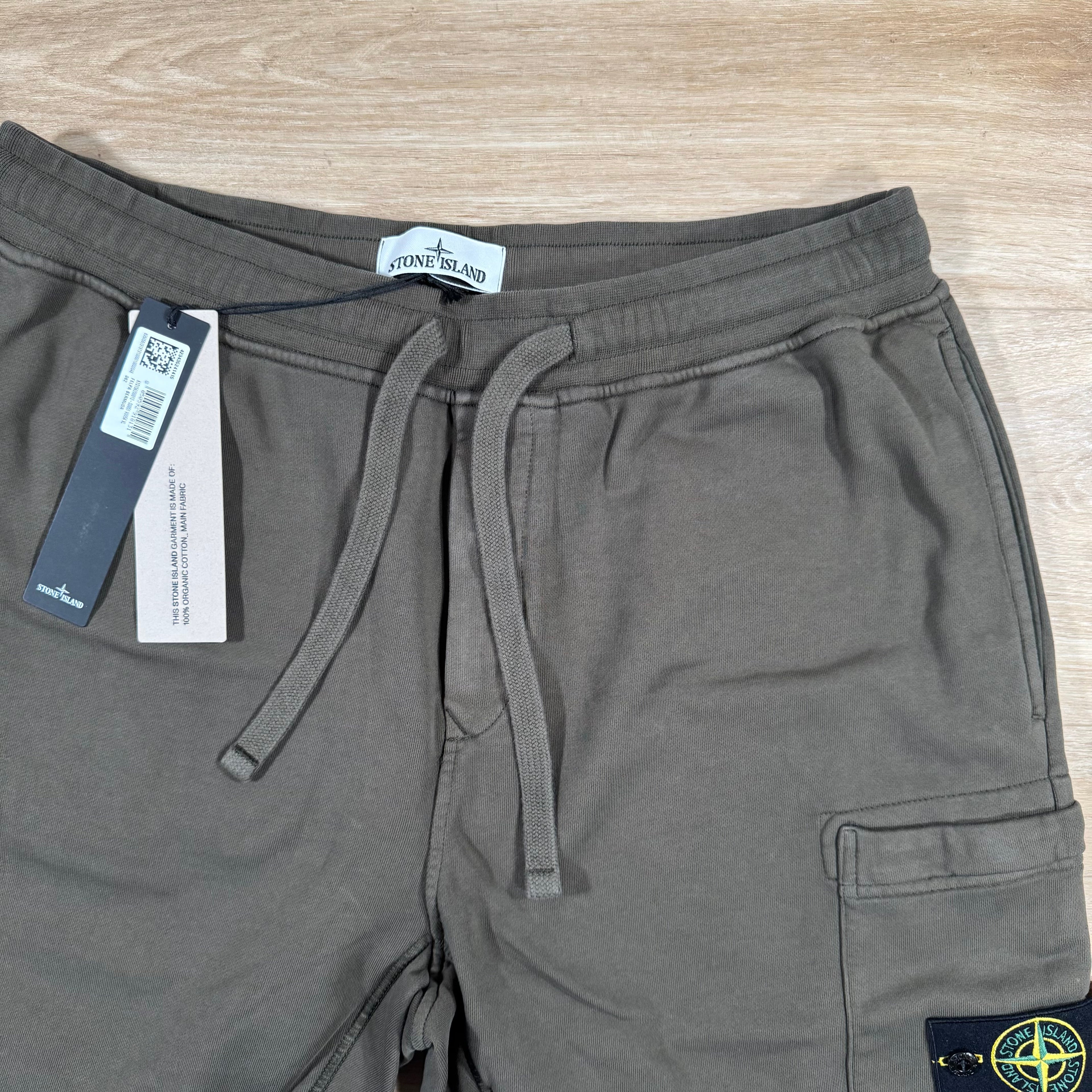 Stone Island Organic Cotton Fleece Shorts in Military Green