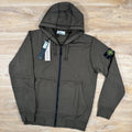 Stone Island Organic Cotton Fleece Zip Hoodie in Military Green