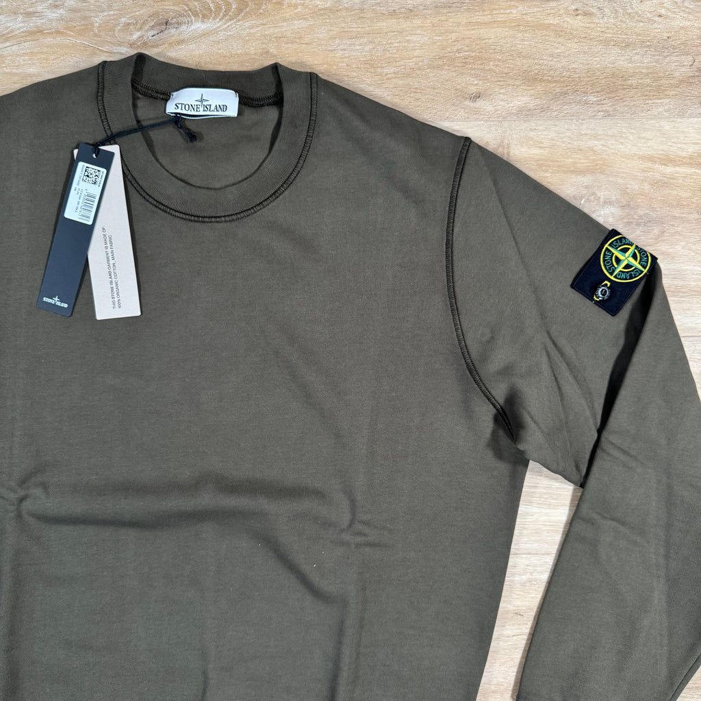 Stone Island Organic Cotton Fleece Sweatshirt in Military Green