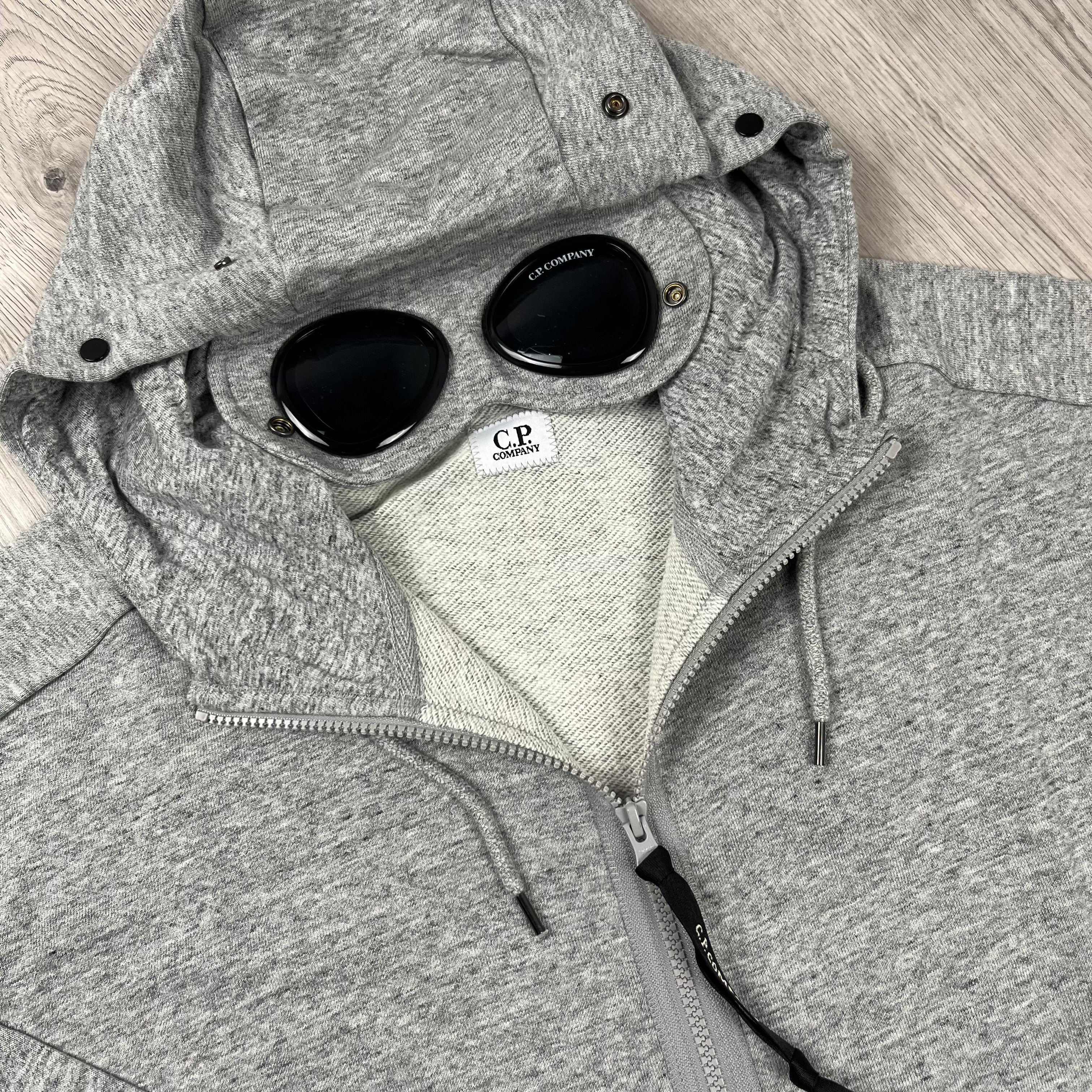 CP Company Raised Fleece Goggle Hoodie - Grey