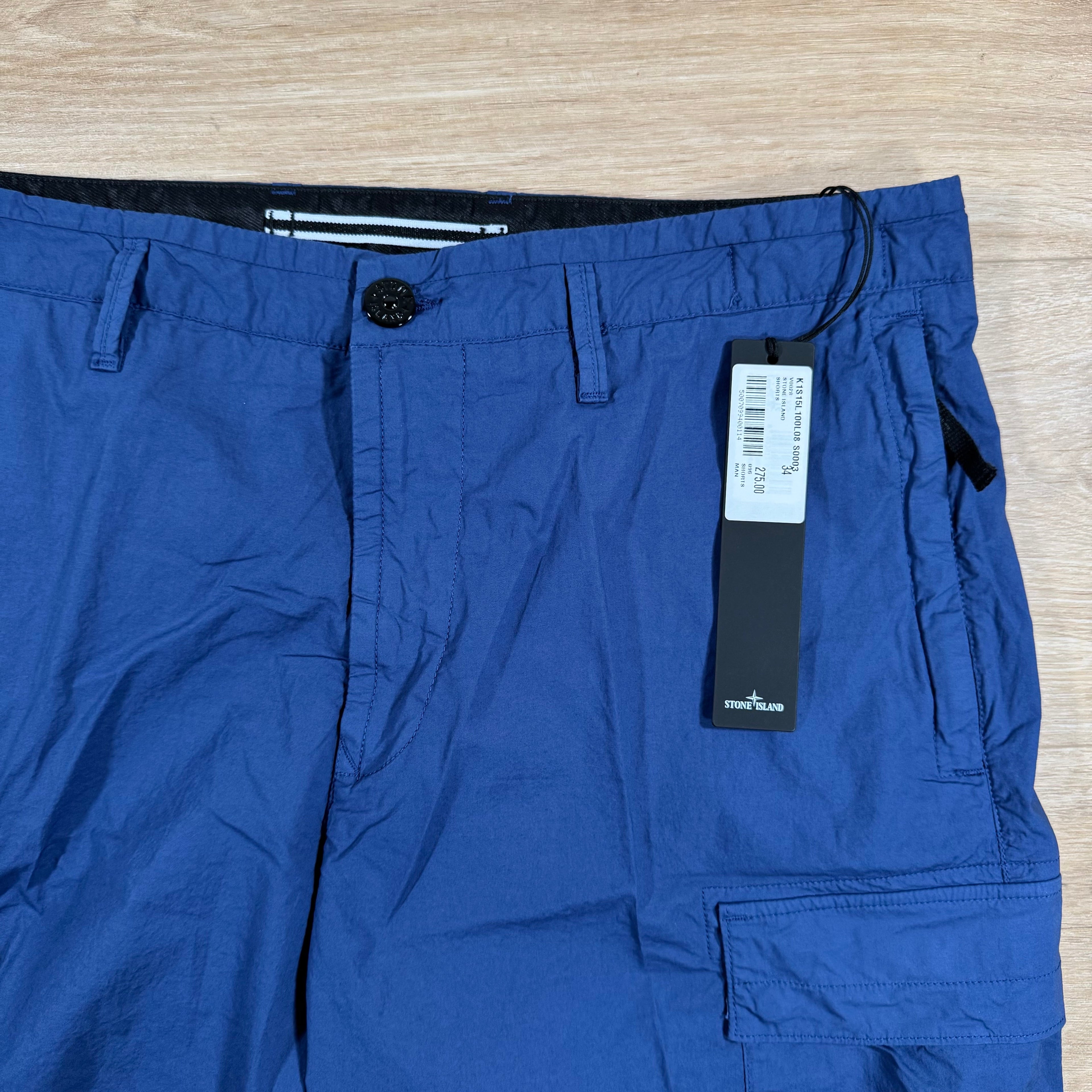 Stone Island Stretch Tela Cargo Bermuda Shorts in Blue Marine