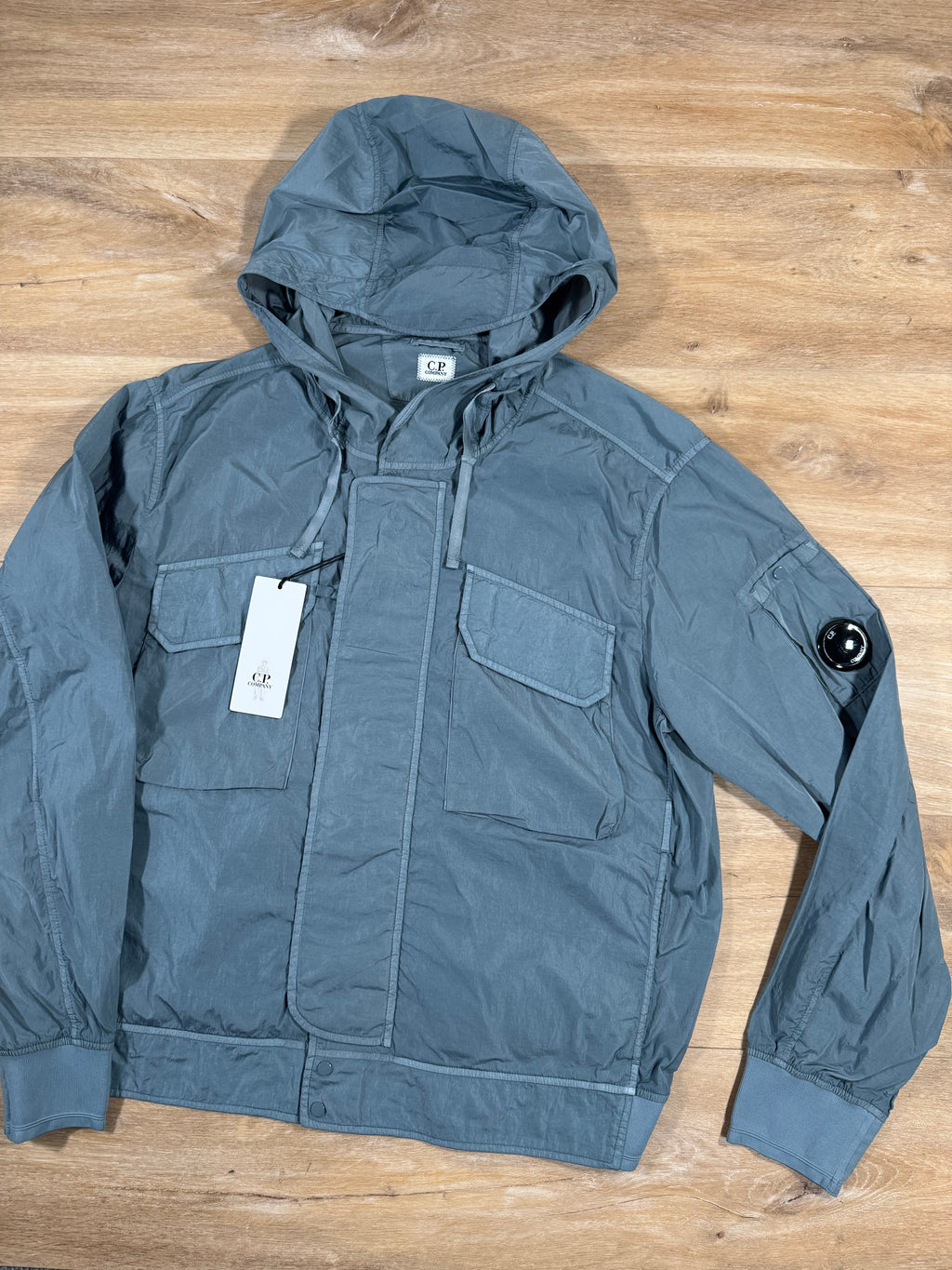 CP Company Chrome-R Hooded Lens Jacket in Stormy Weather - Blue