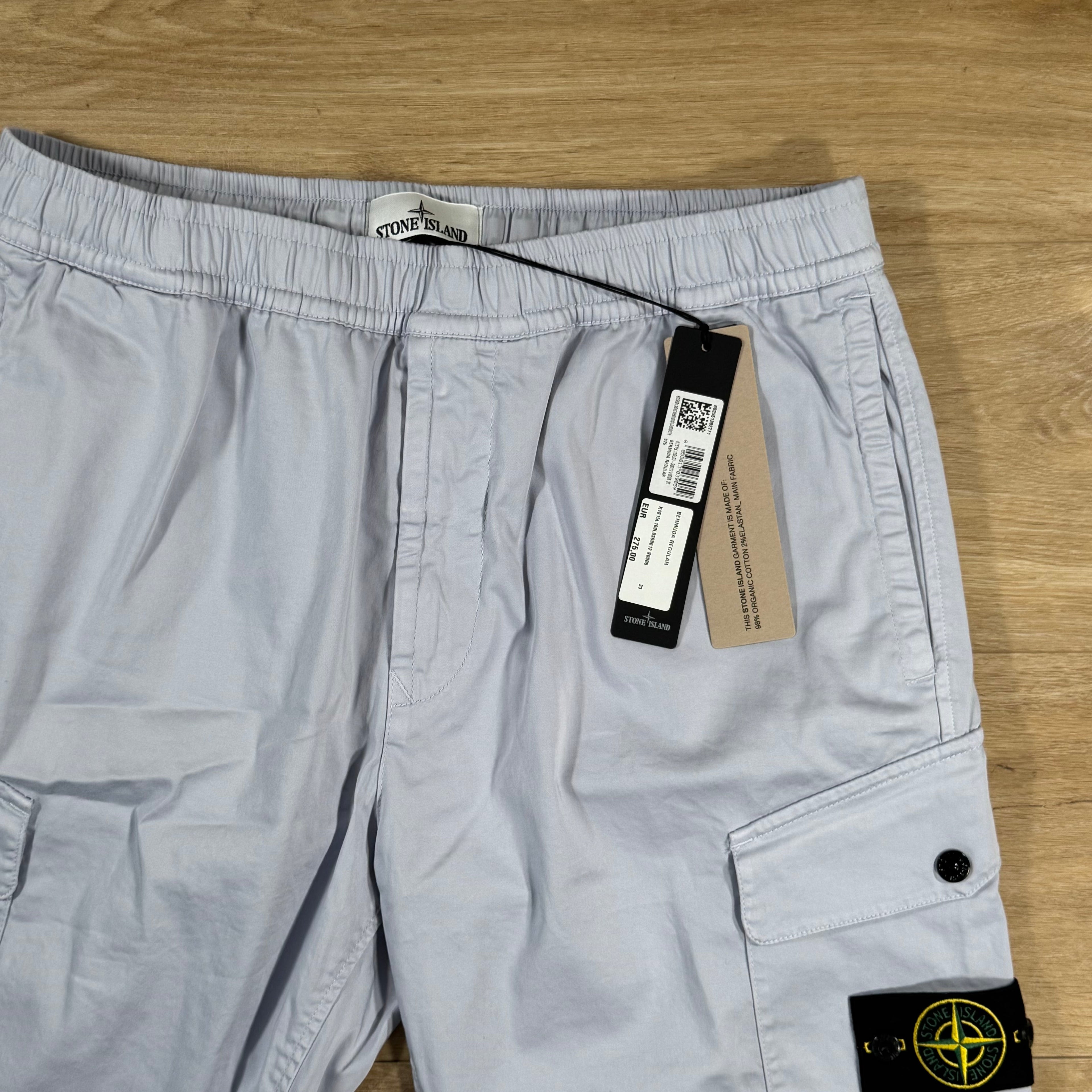 Stone Island Organic Stretch Cotton Cargo Bermuda Shorts in Lilac