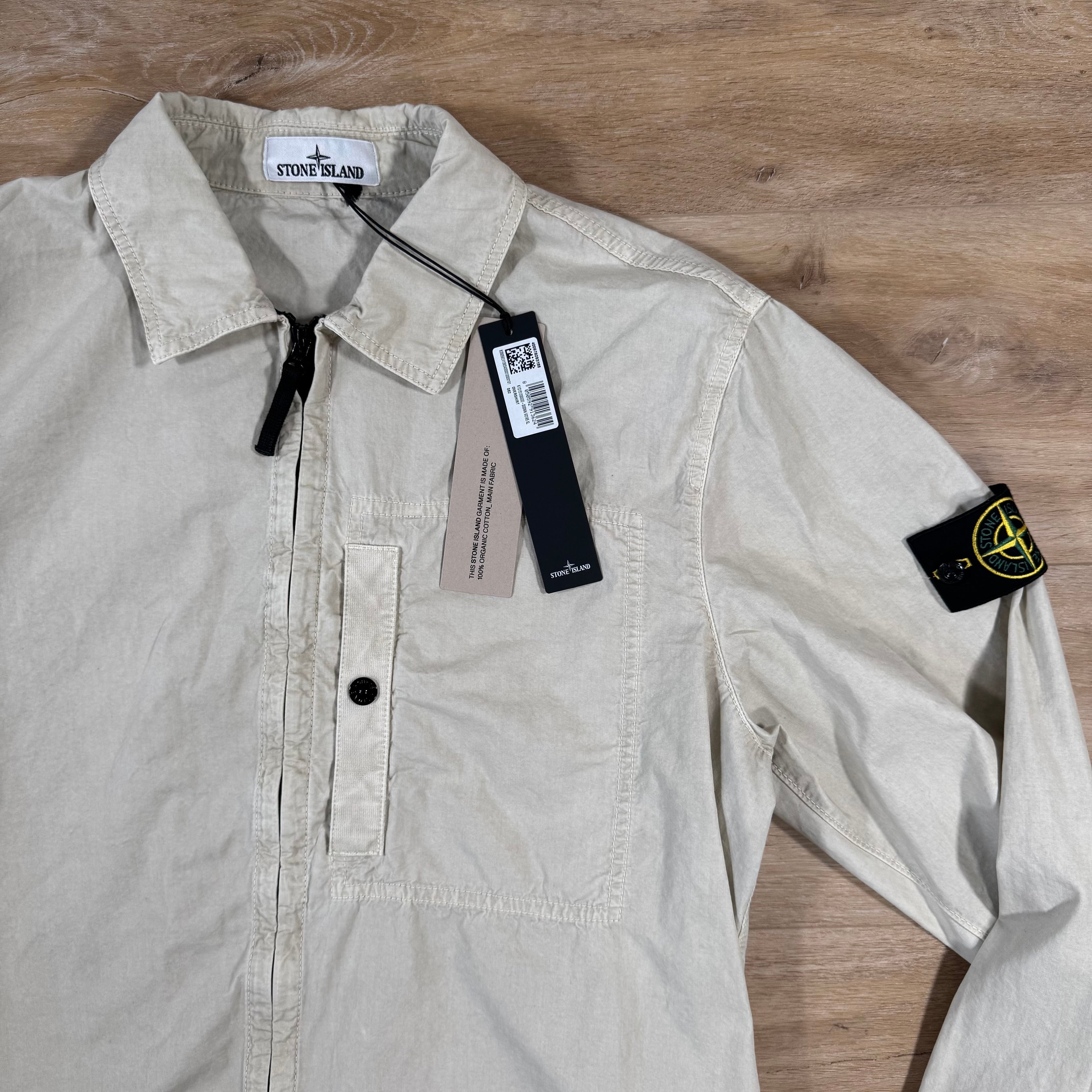 Stone Island Brushed Canvas Old Treatment Overshirt in Sand