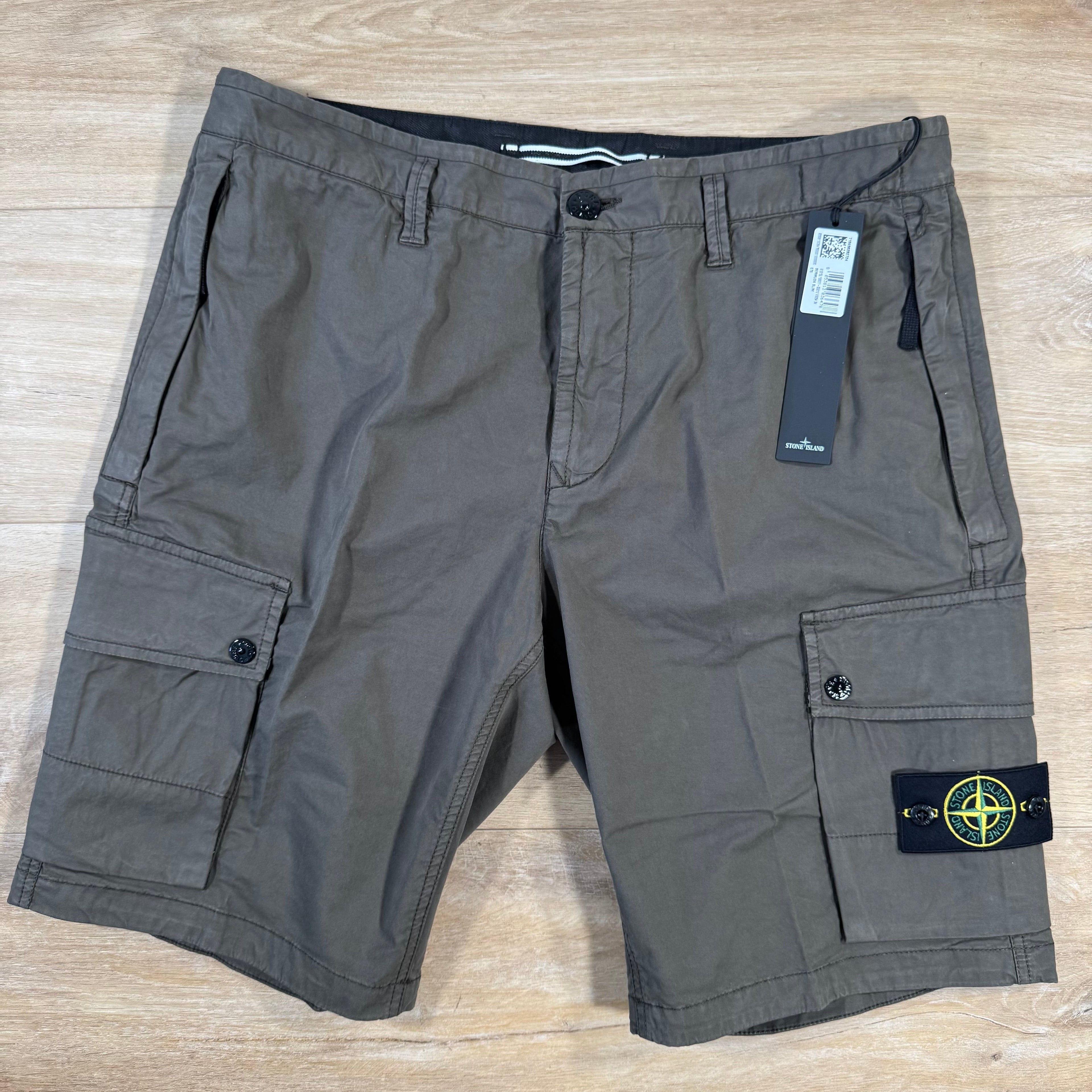 Stone Island Supima Twill Stretch-TC Cargo Bermuda Shorts in Military Green