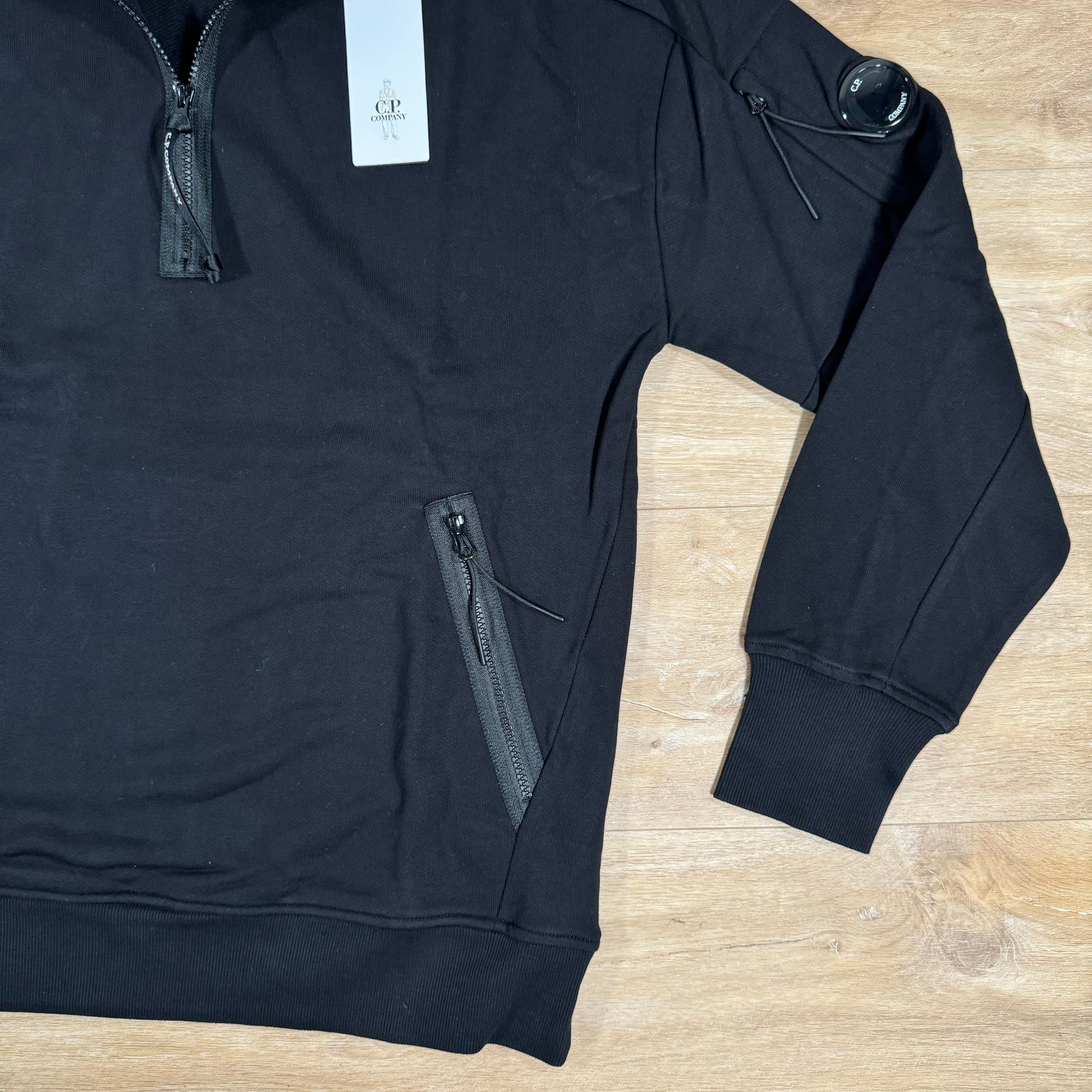 CP Company Diagonal Raised Half-Zipped Lens Sweatshirt in Black