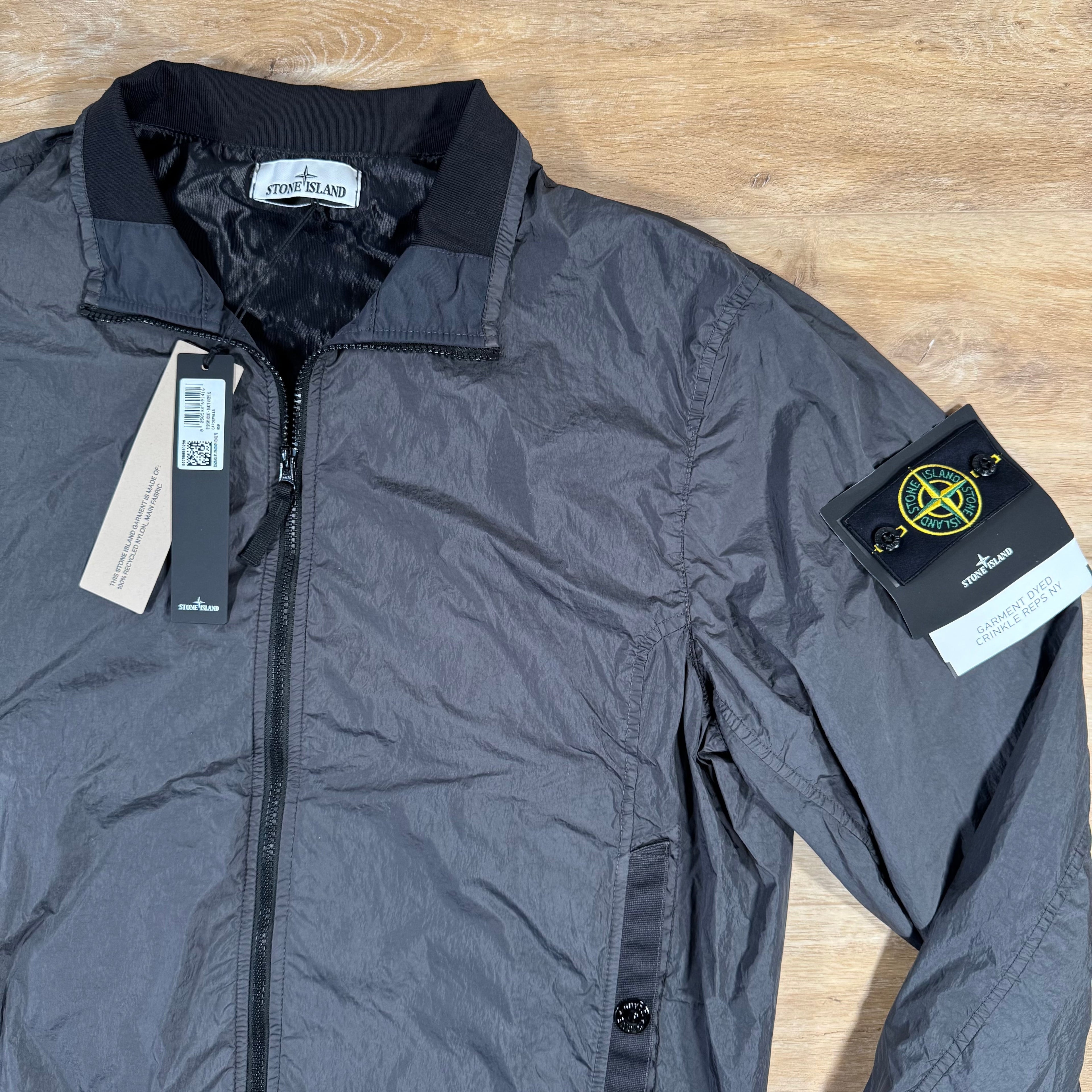 Stone Island Crinkle Reps R-NY Bomber Jacket in Charcoal Grey