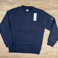 CP Company Diagonal Raised Fleece Crewneck Lens Sweatshirt in Navy